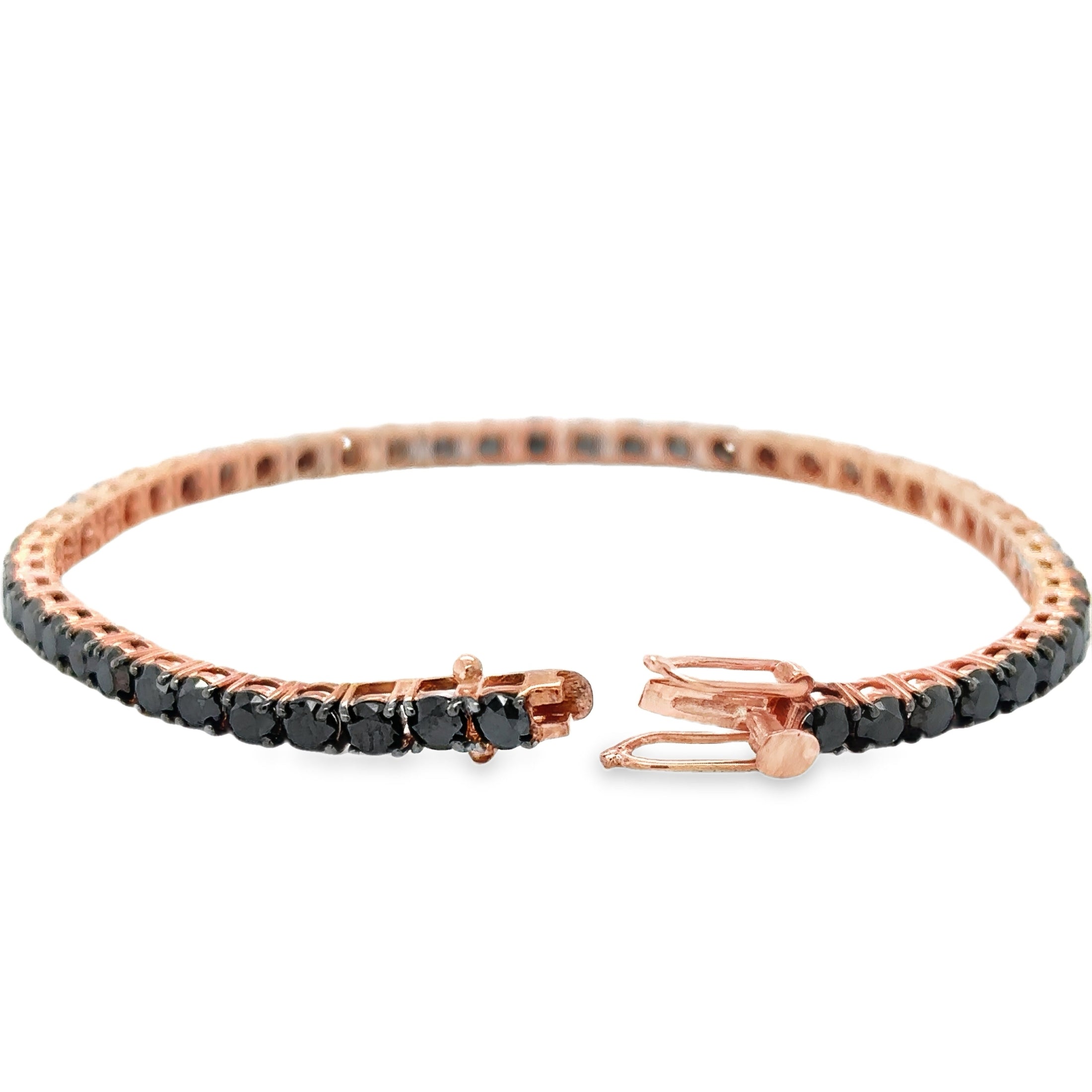 Pulsera Tennis de Diamante Negro 8.65 CT. en Oro Rosa de 14K