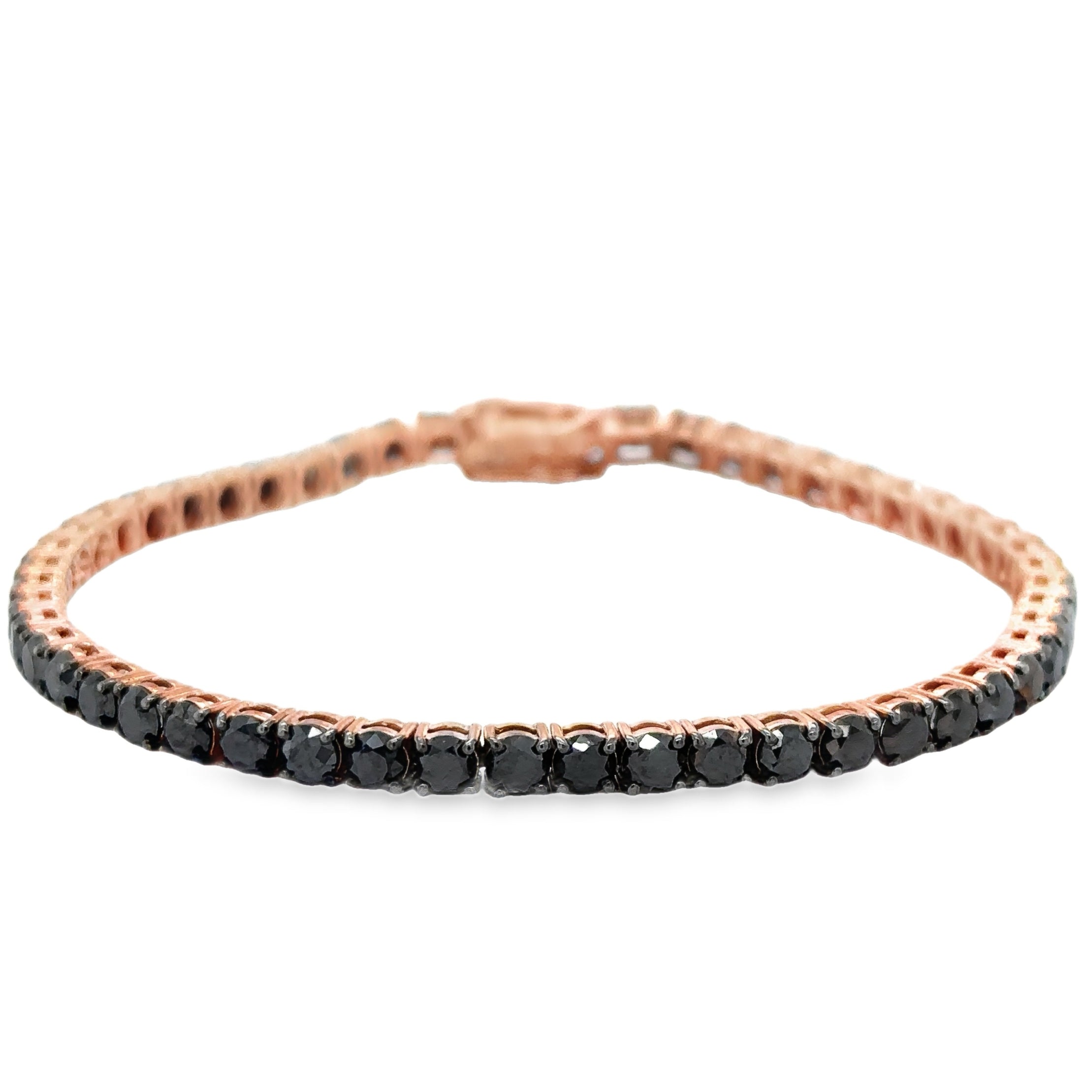 Pulsera Tennis de Diamante Negro 8.65 CT. en Oro Rosa de 14K