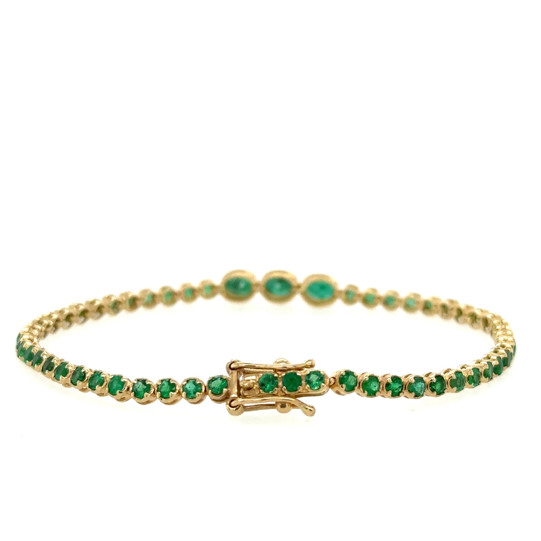 Pulsera De Tenis Con Esmeraldas En Oro Amarillo De 14 K, 3.3CT