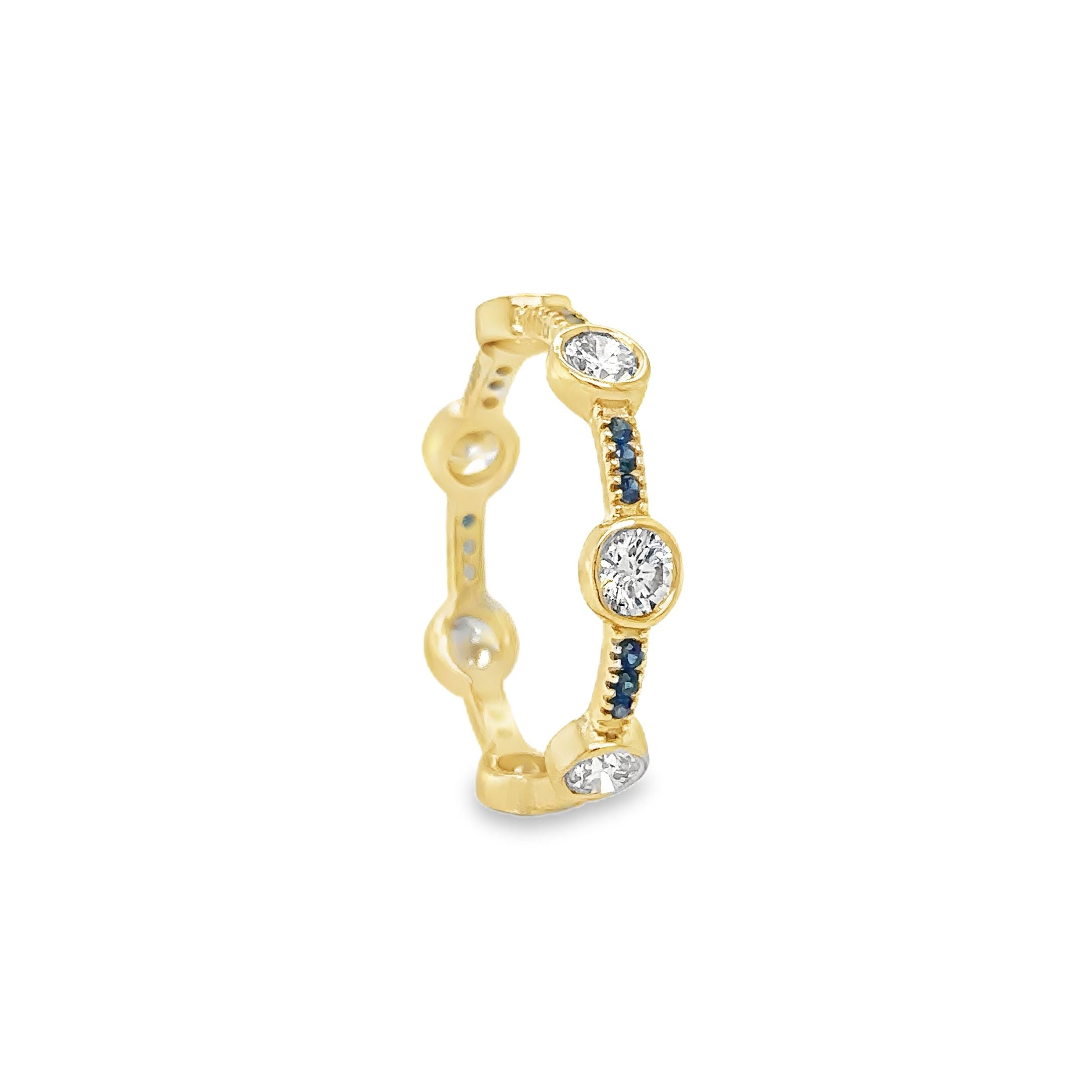 Anillo De Diamantes Y Zafiro En Oro Amarillo De 14K, 1,46 Tcw