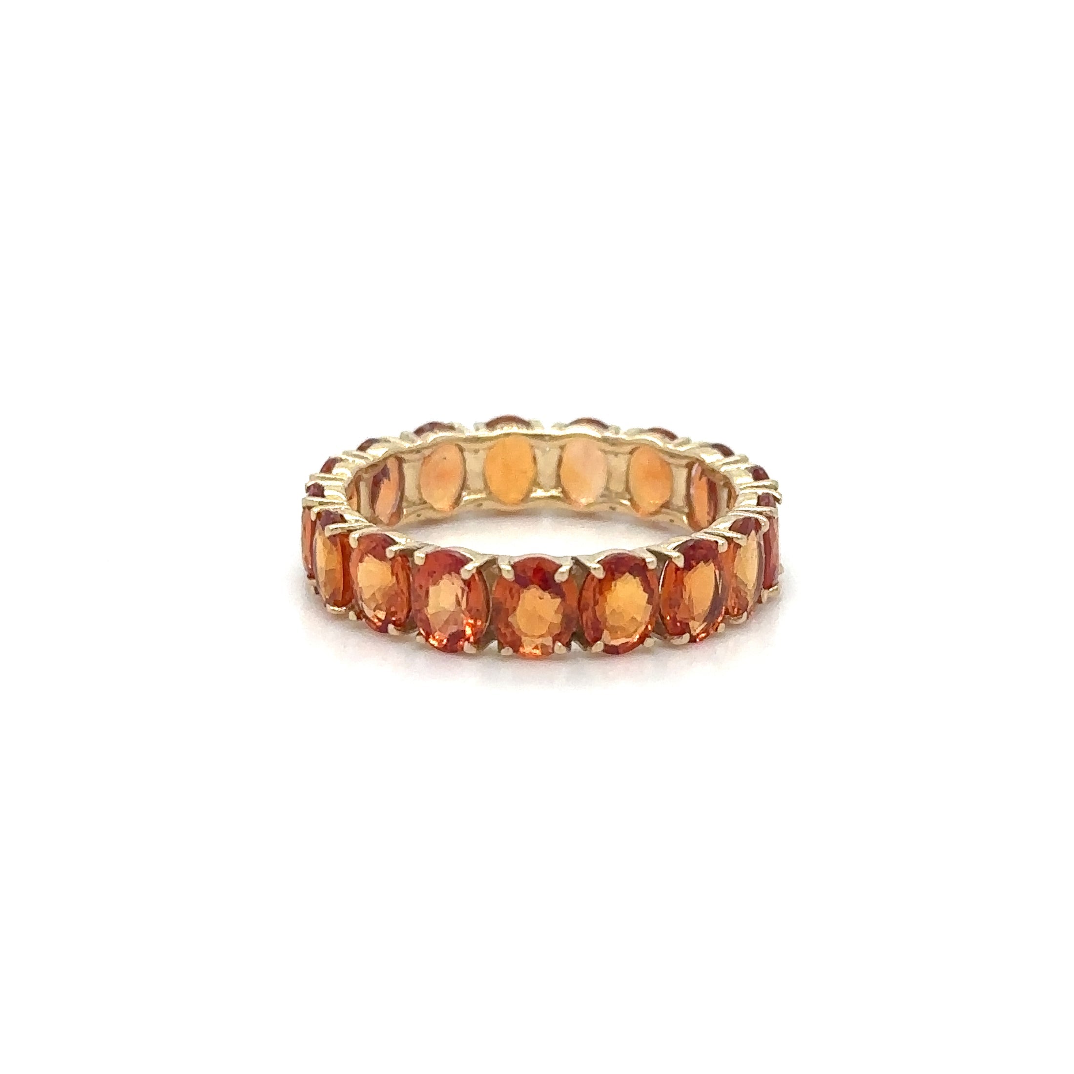 Anillo De Zafiro Naranja En Oro Amarillo De 14 K, 5.25CT