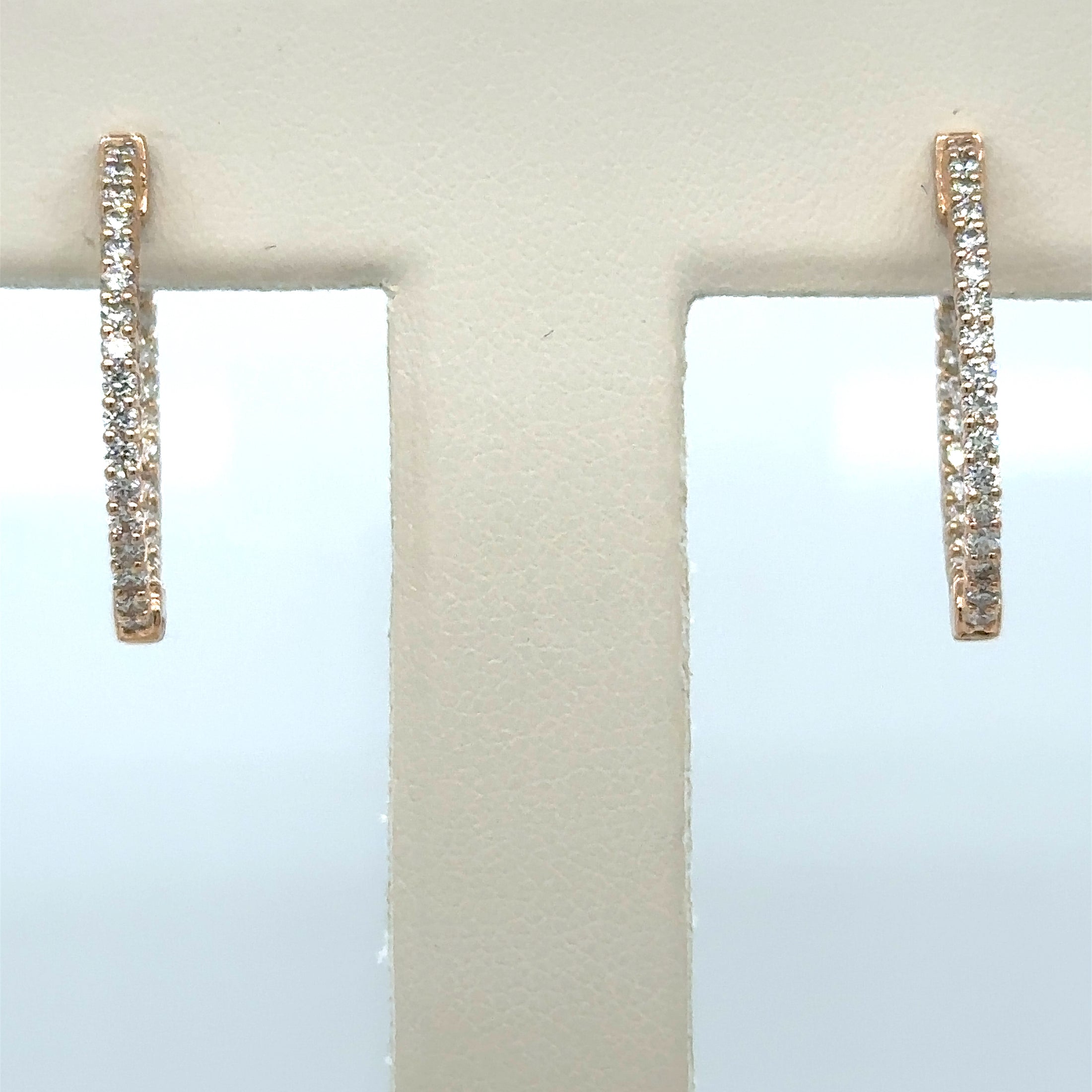 Pendientes De Aro En Oro Rosa De 14Kt Y Diamantes, 0.98 CT