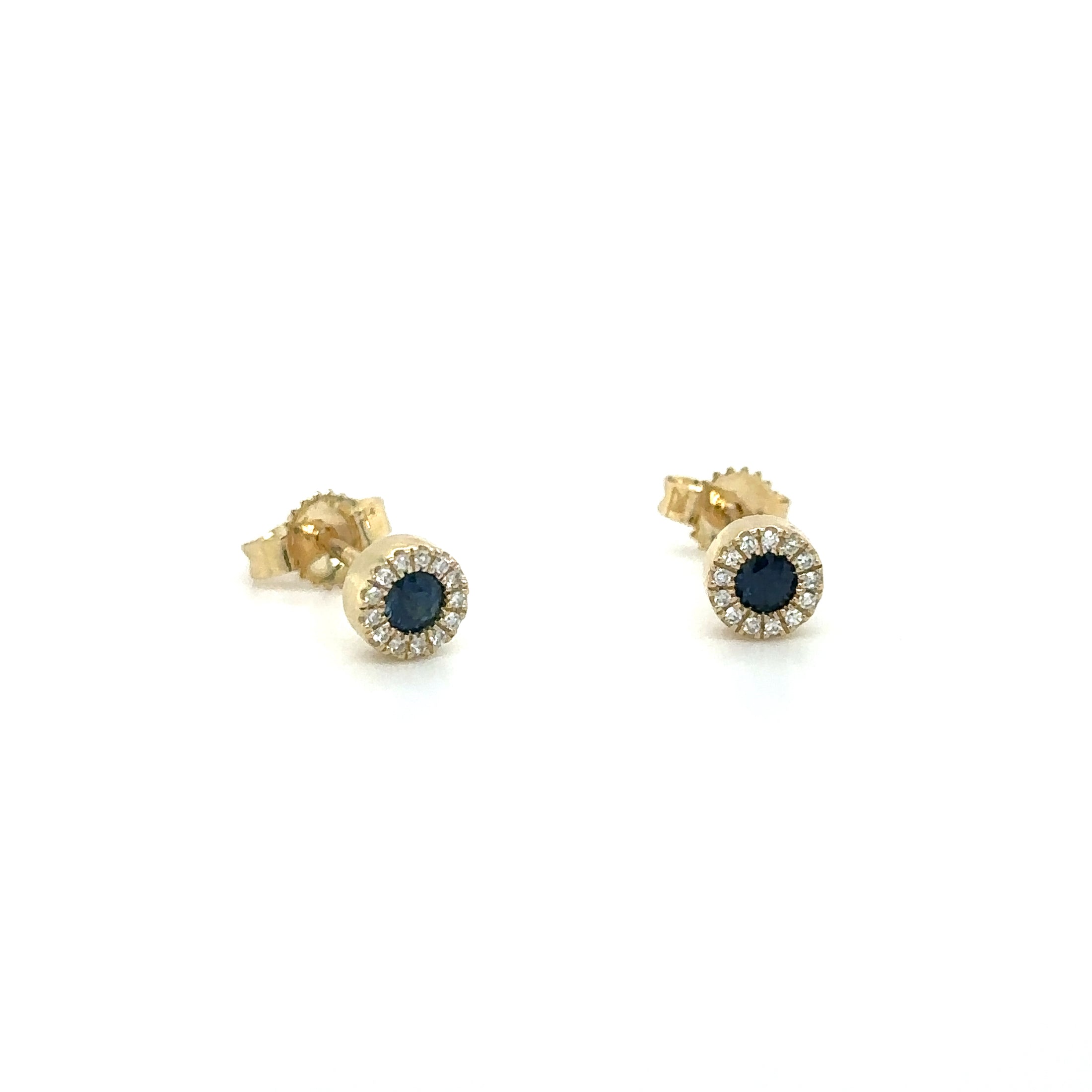 Pendientes De Zafiro Y Diamantes En Oro Amarillo De 14Kt, 0.22 CT