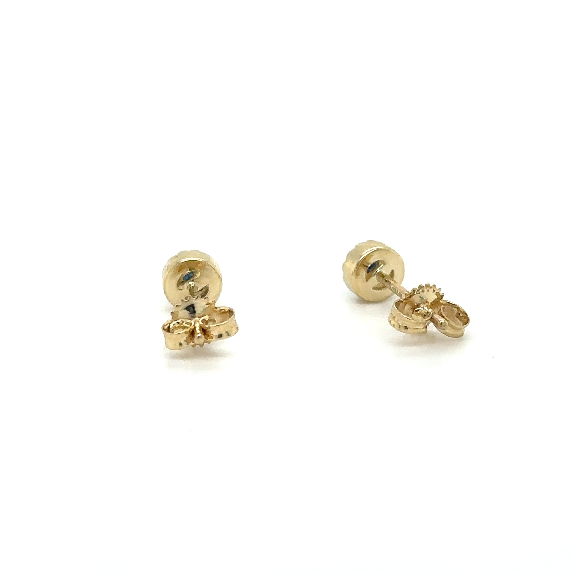 Pendientes De Zafiro Y Diamantes En Oro Amarillo De 14Kt, 0.22 CT