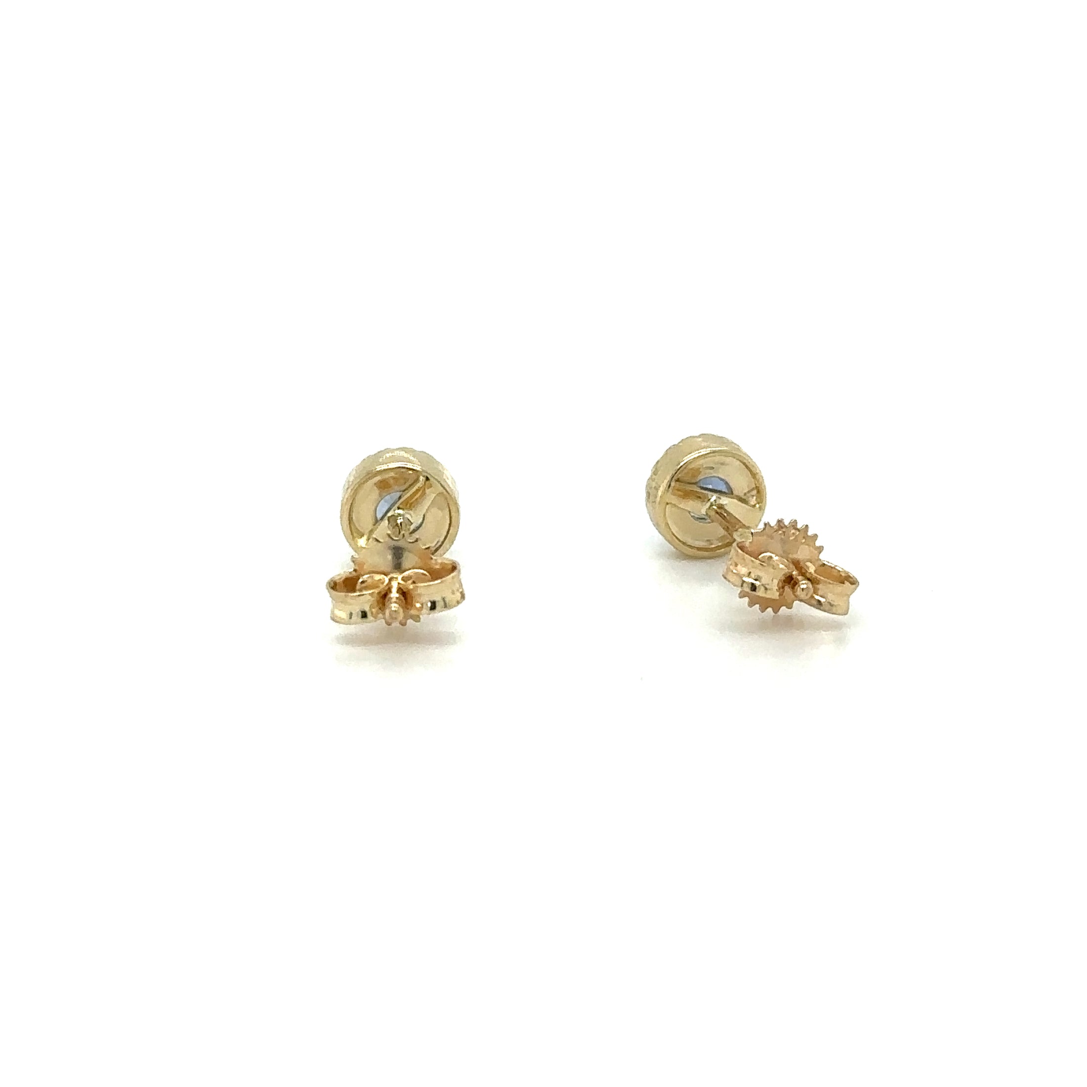 Pendientes De Zafiro Y Diamantes En Oro Amarillo De 14Kt, 0.43 CT