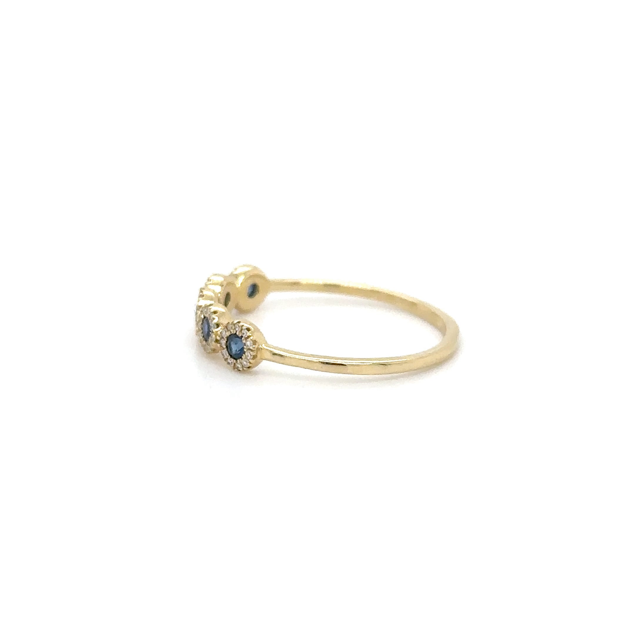 Anillo De Zafiro Y Diamantes En Oro Amarillo De 14Kt, 1.14 CT