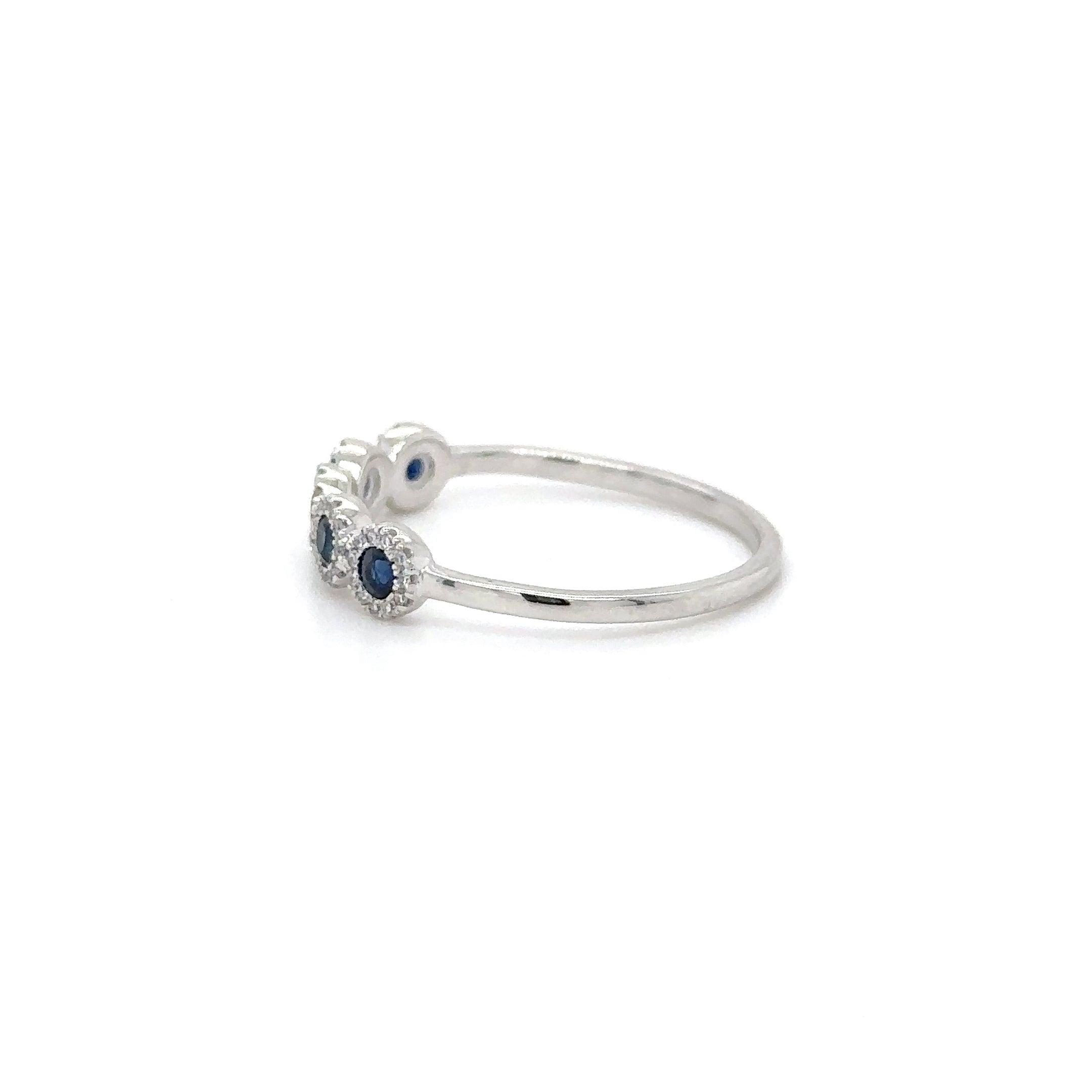 Anillo De Oro Blanco De 14Kt Con Zafiro Y Diamantes, 1.19 CT