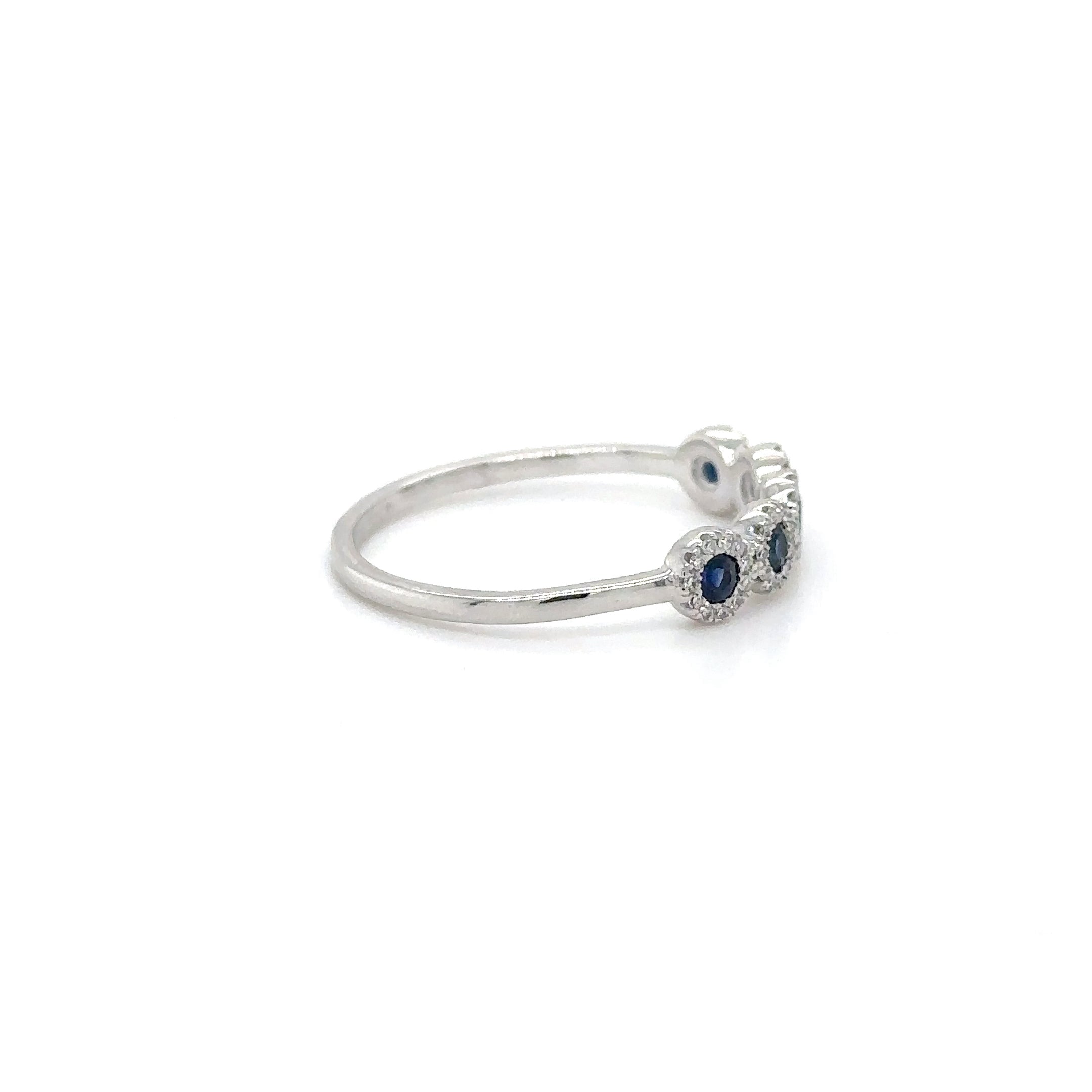 Anillo De Oro Blanco De 14Kt Con Zafiro Y Diamantes, 1.19 CT