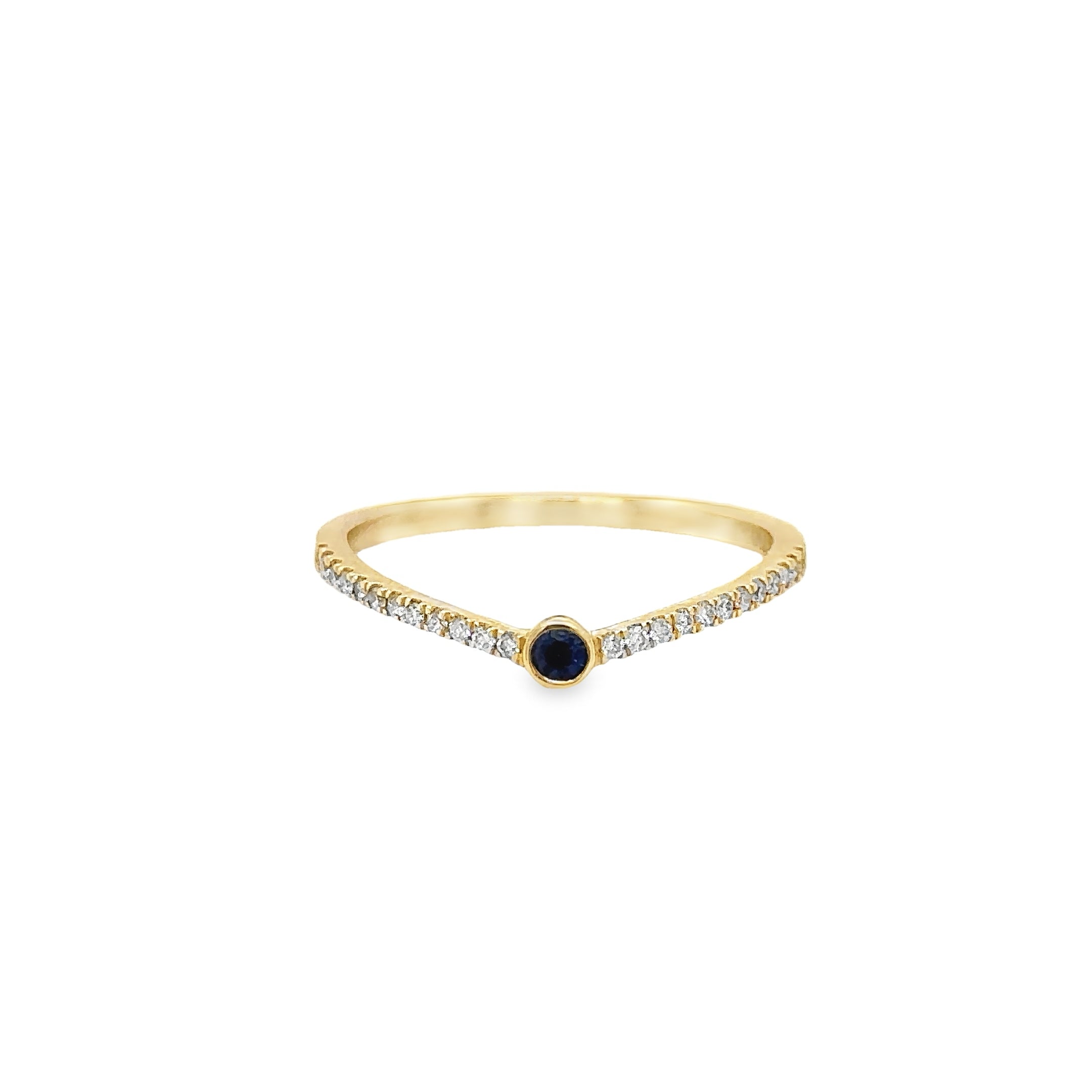 Anillo De Zafiro En Oro Amarillo De 14 Kt Con Diamantes, 0.19 CT