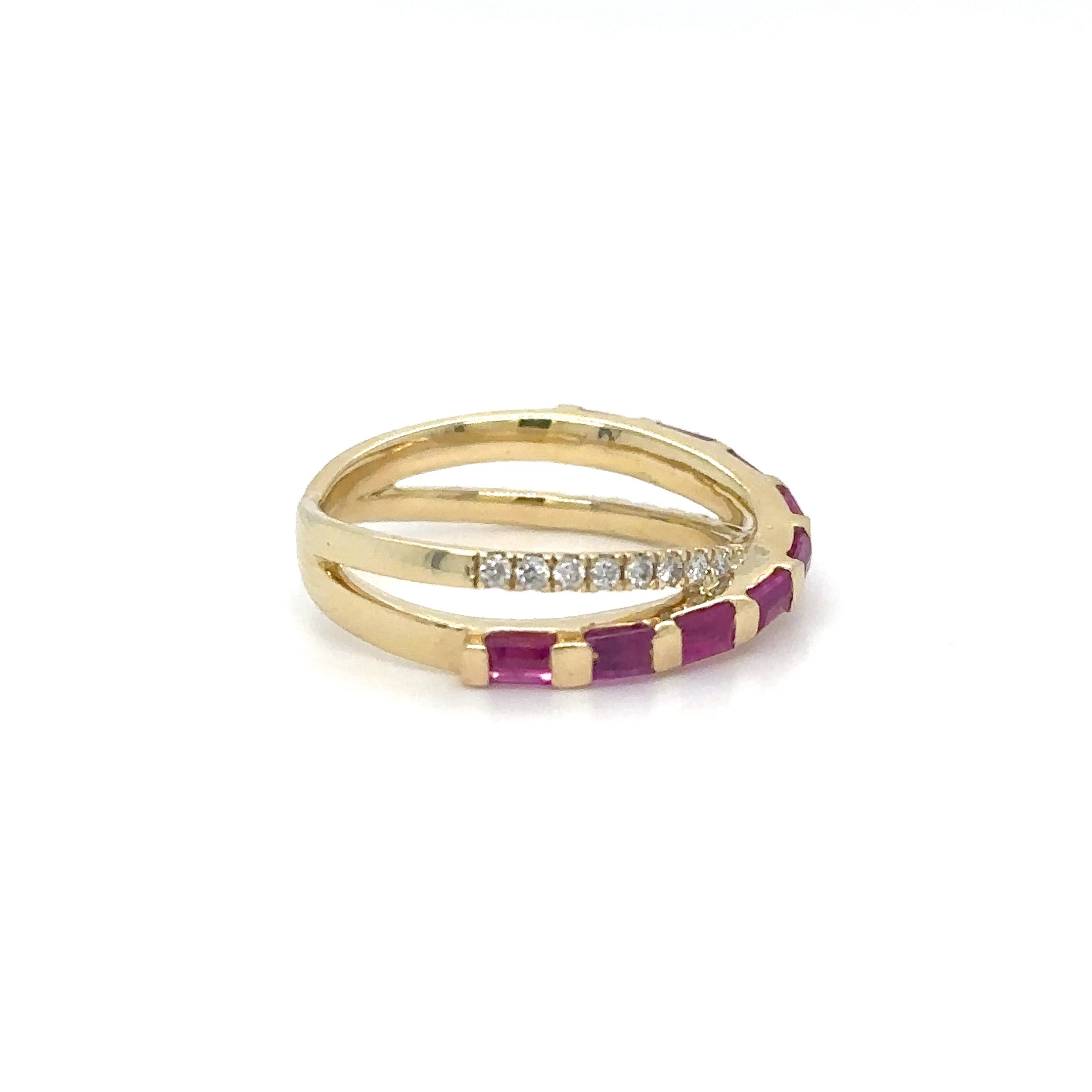 Anillo De Oro Amarillo De 14Kt Con Zafiro Rosa Y Diamantes, 1.09 CT