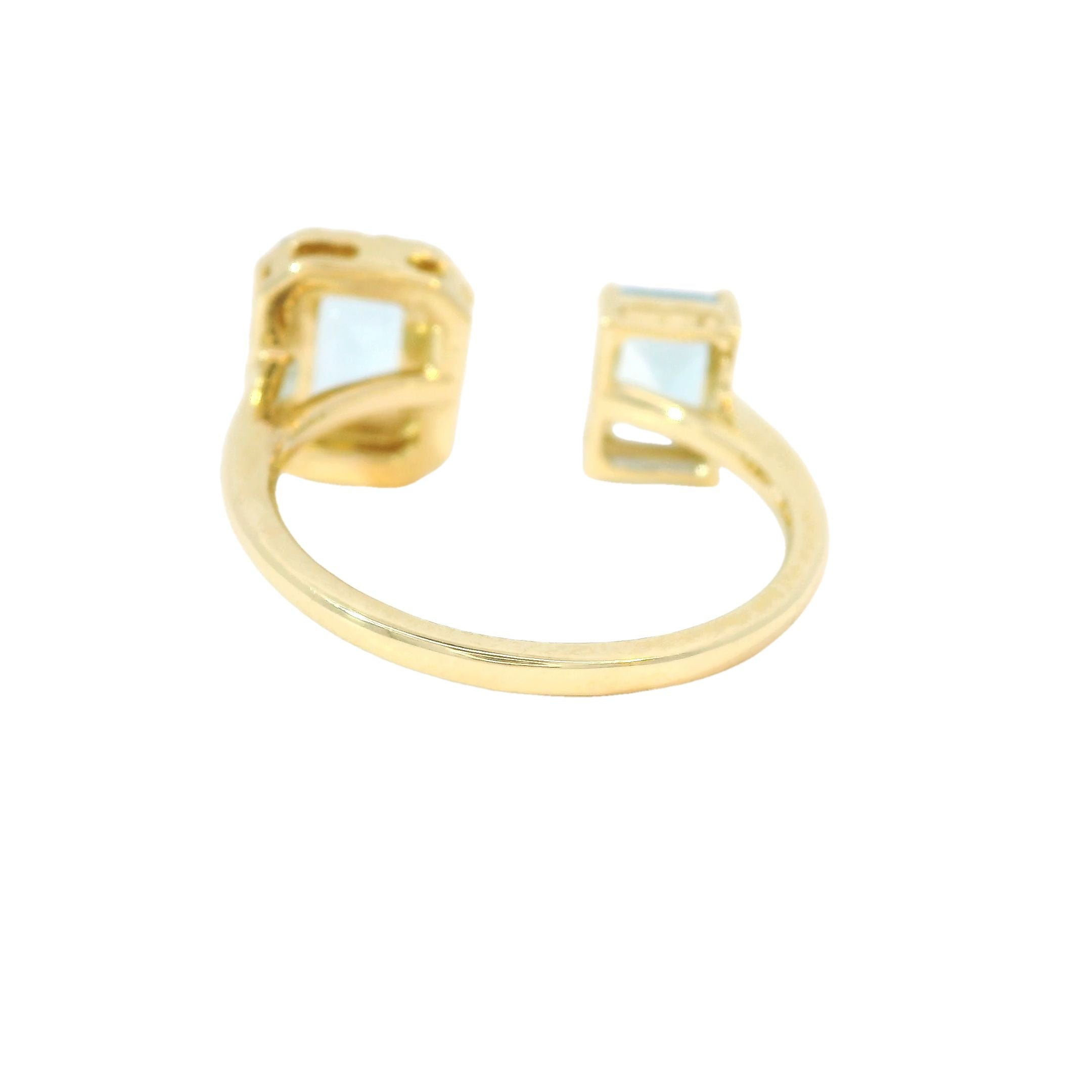 Anillo Aguamarina En Oro Amarillo De 14Kt Con Diamantes, 1.88 CT