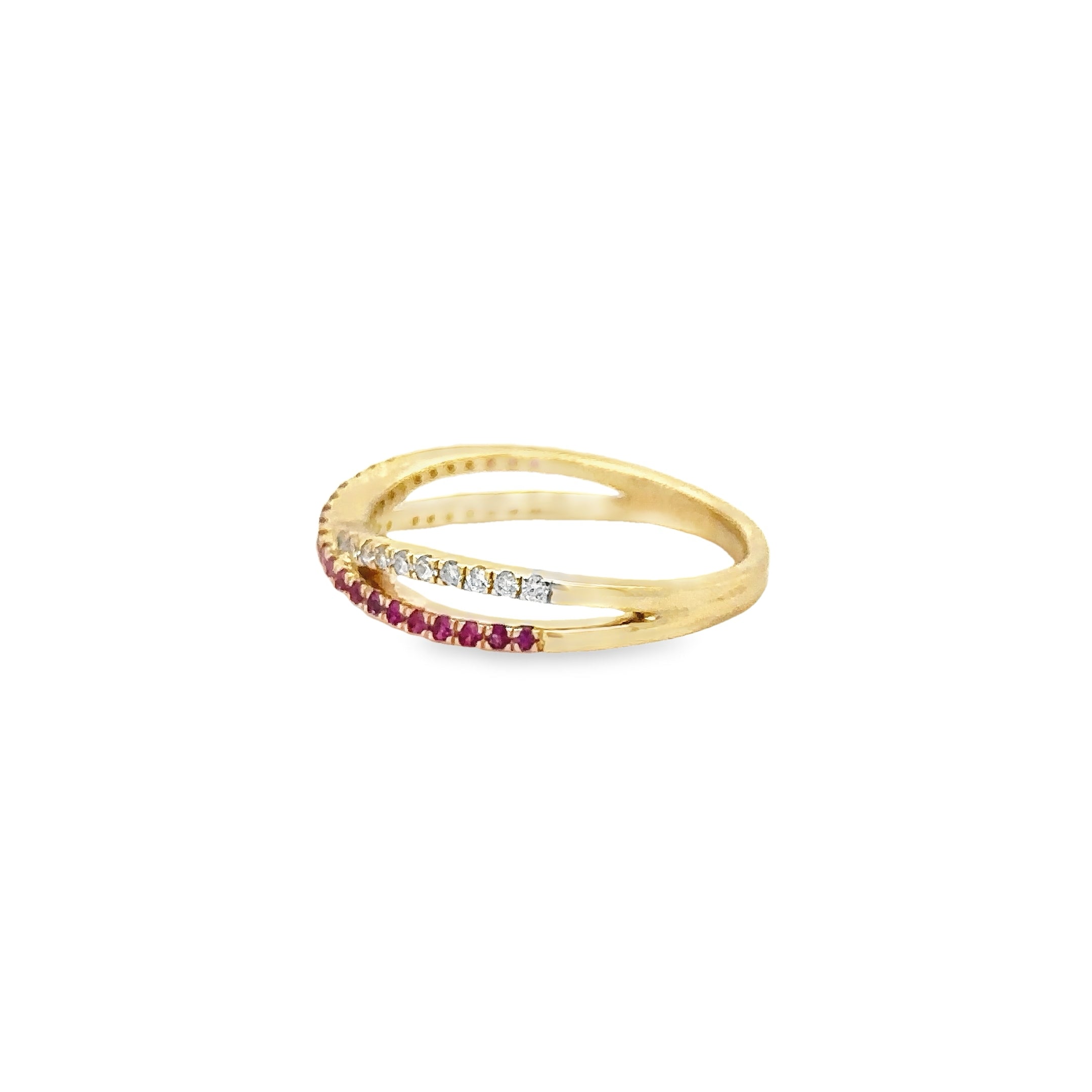 Anillo De Oro Amarillo De 14Kt Con Rubí Y Diamantes, 0.28 CT