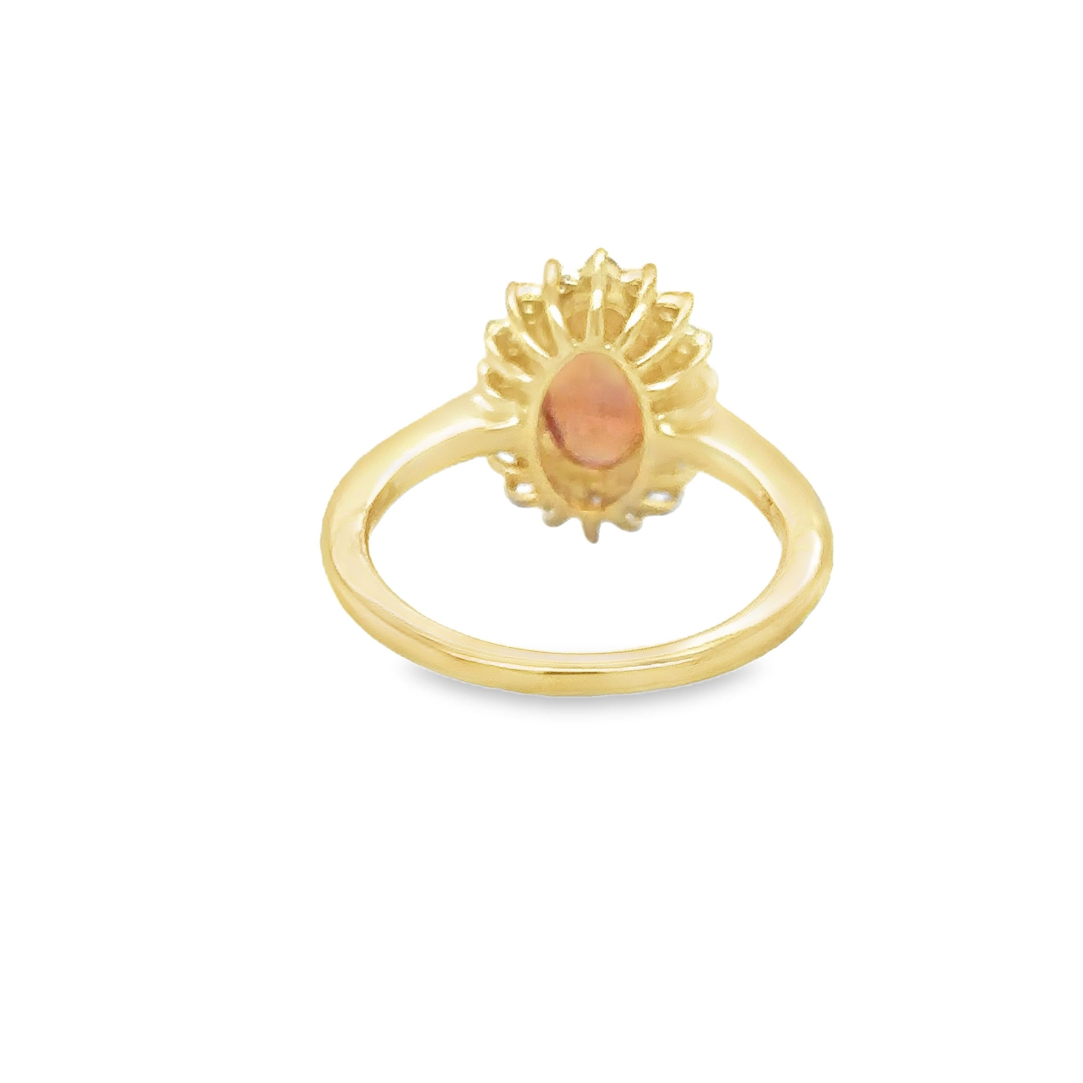 Anillo De Diamantes Y Zafiro Naranja En Oro Amarillo De 14K, 3,57 Tcw