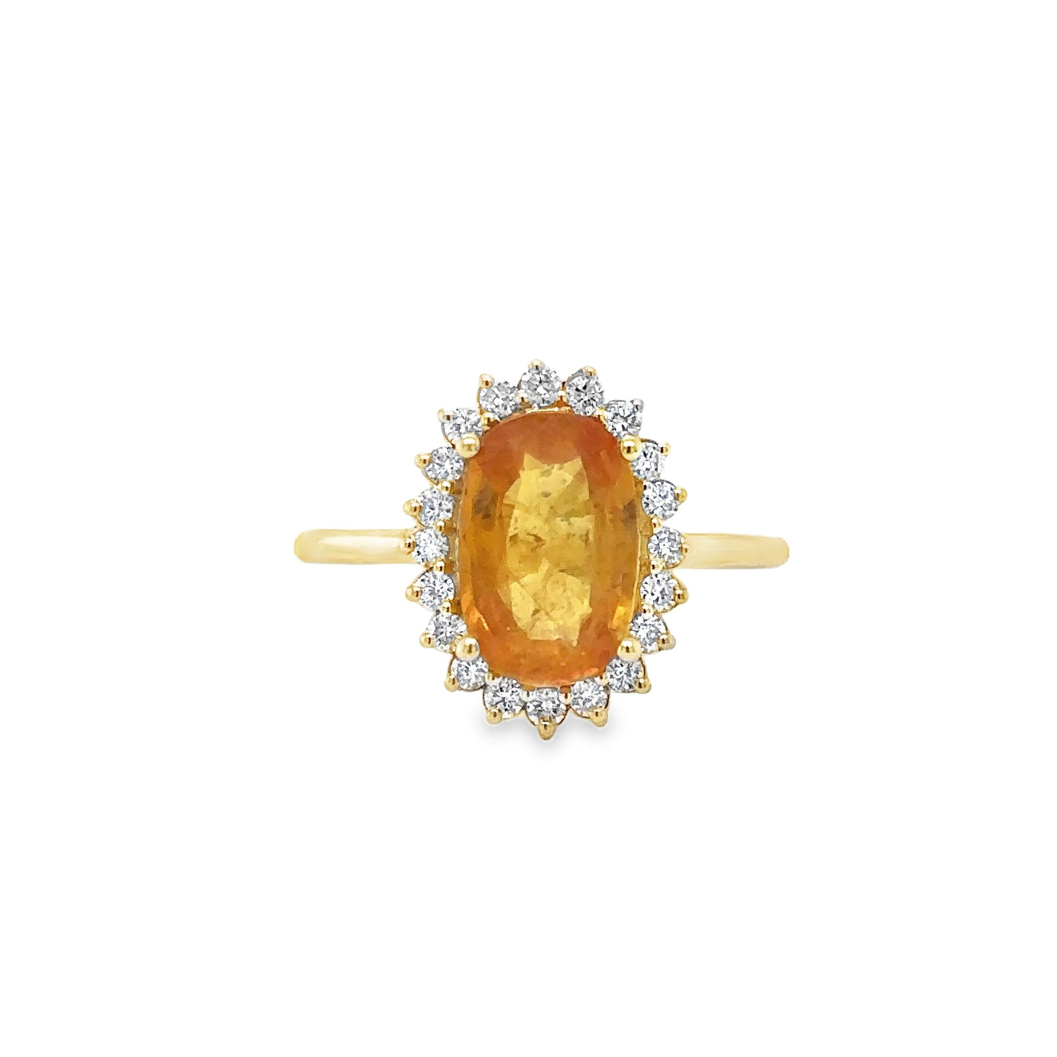 Anillo De Diamantes Y Zafiro Amarillo En Oro Amarillo De 14K, 3,46 Tcw