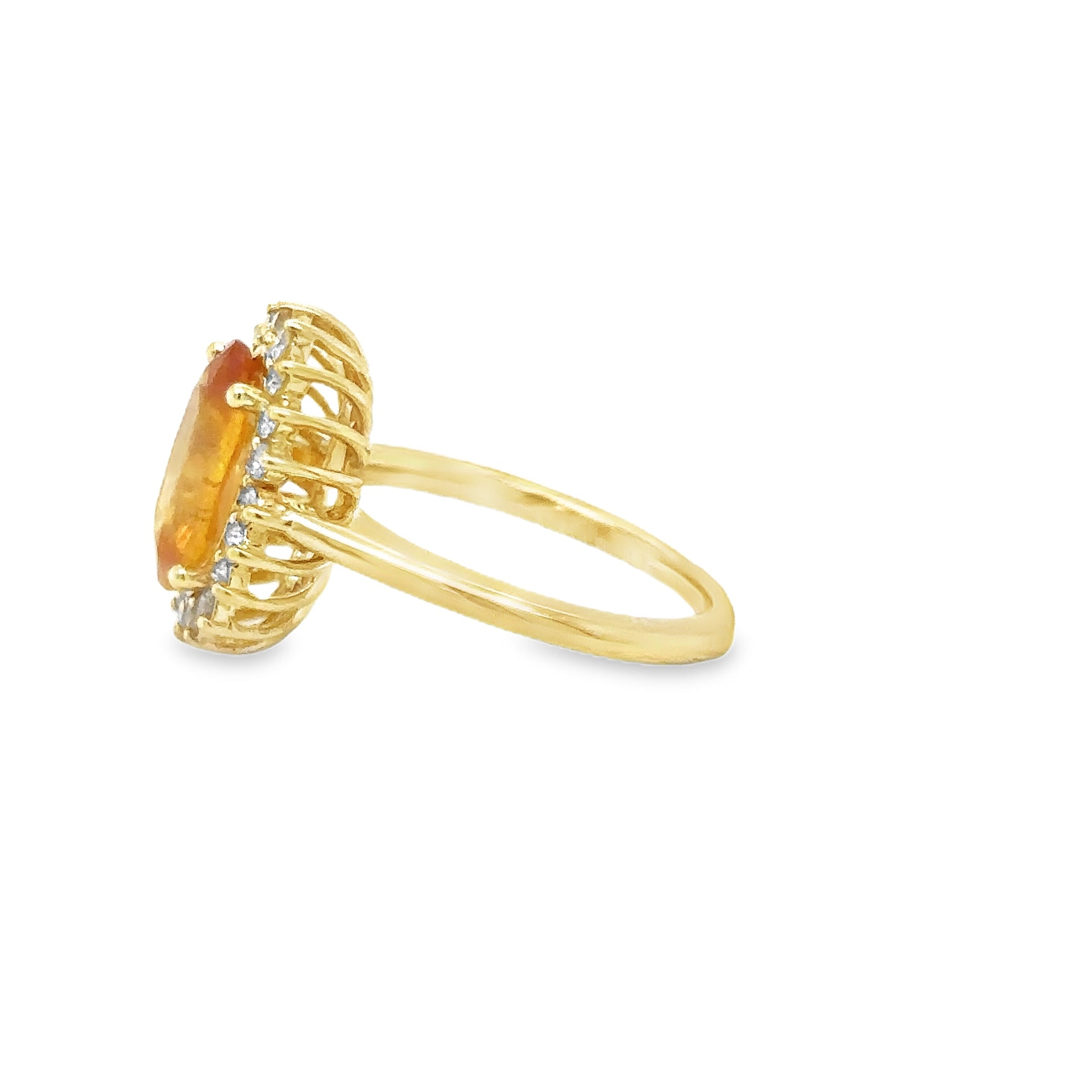 Anillo De Diamantes Y Zafiro Amarillo En Oro Amarillo De 14K, 3,46 Tcw