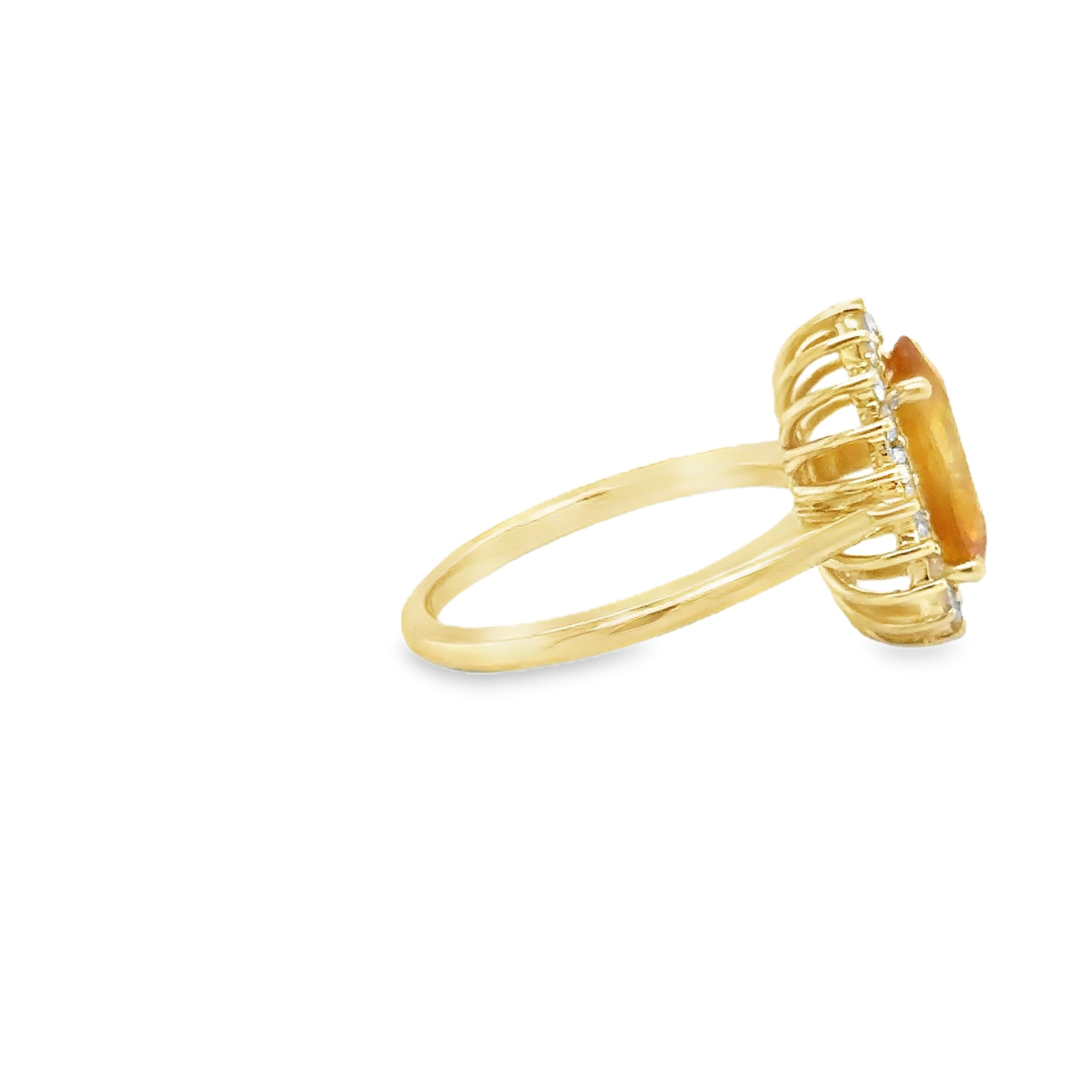 Anillo De Diamantes Y Zafiro Amarillo En Oro Amarillo De 14K, 3,46 Tcw