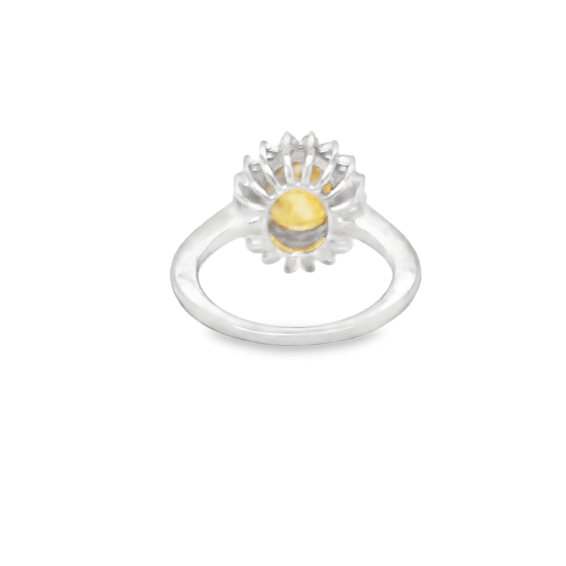 Anillo De Diamantes Y Zafiro Amarillo En Oro Blanco De 14K, 3,63 Tcw