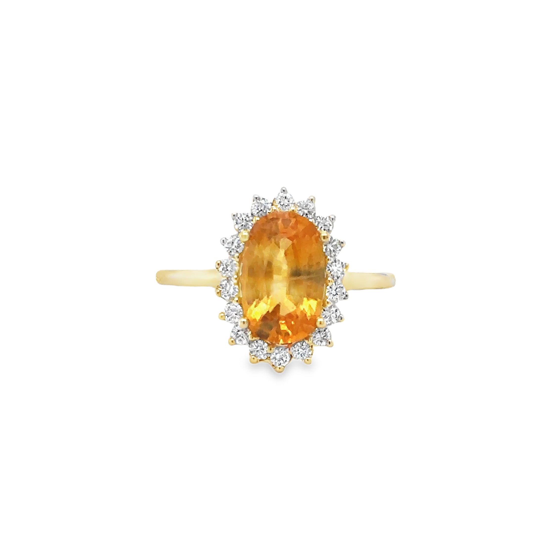 Anillo De Diamantes Y Zafiro Amarillo En Oro Amarillo De 14K, 3,52 Tcw