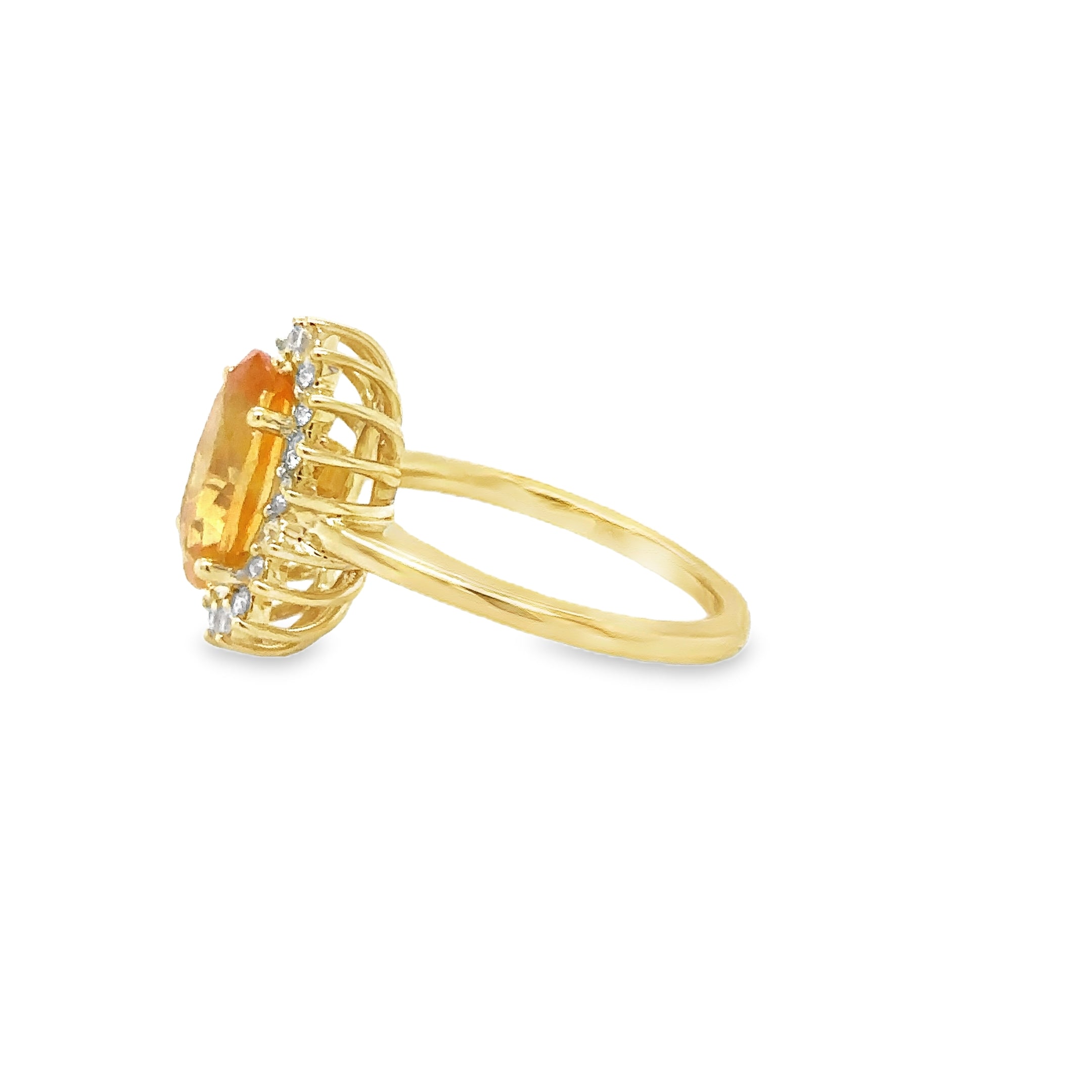 Anillo De Diamantes Y Zafiro Amarillo En Oro Amarillo De 14K, 3,52 Tcw