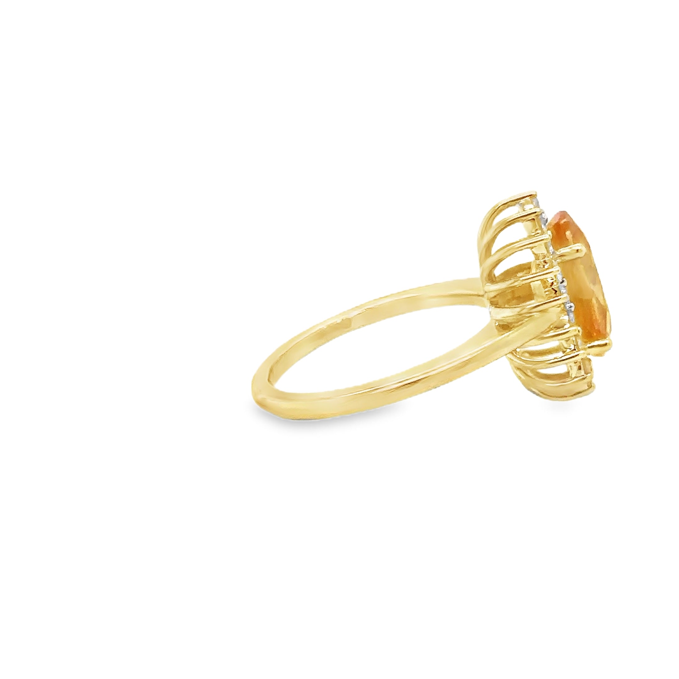 Anillo De Diamantes Y Zafiro Amarillo En Oro Amarillo De 14K, 3,52 Tcw