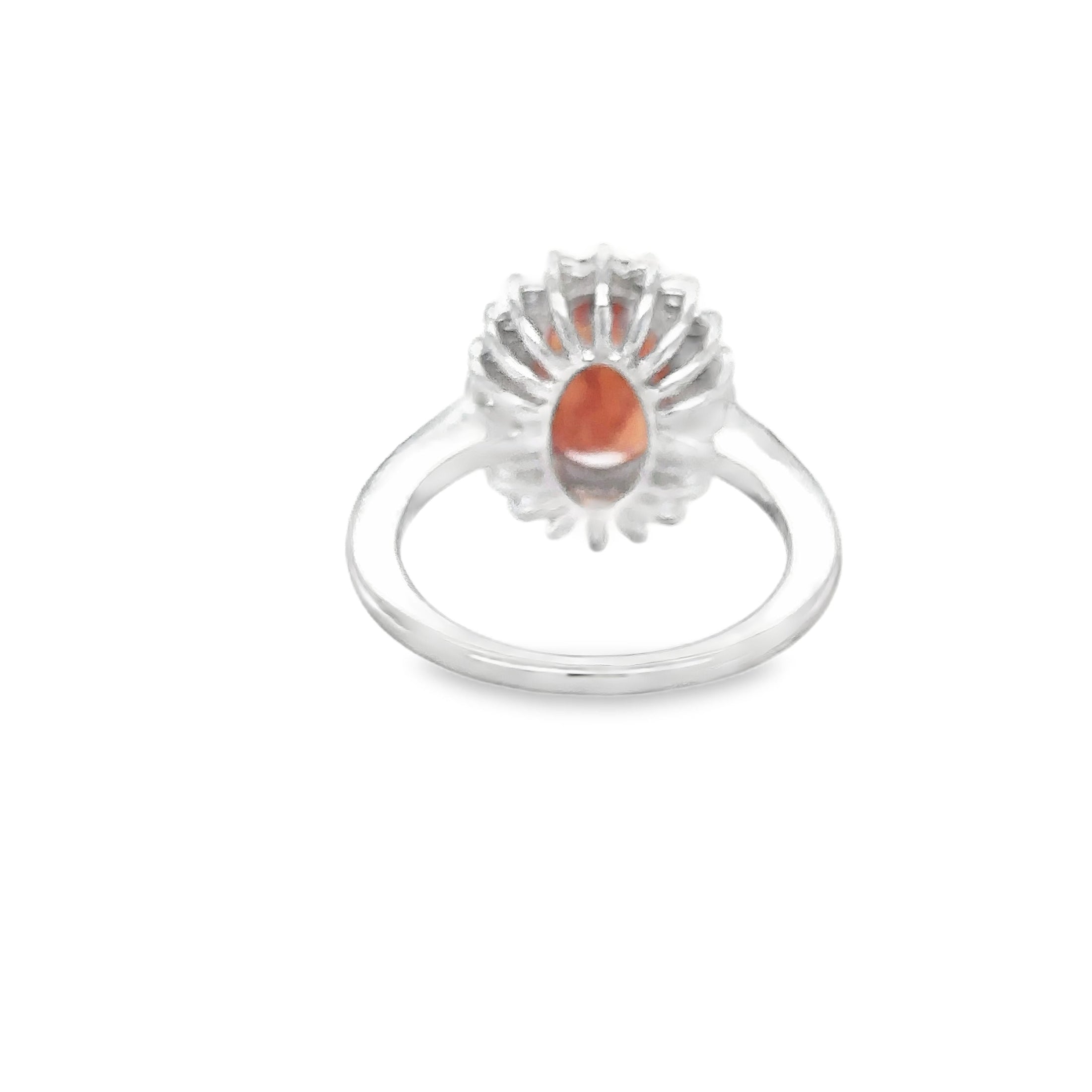 Anillo De Diamantes Y Zafiro Naranja En Oro Blanco De 14K, 4,37 Tcw