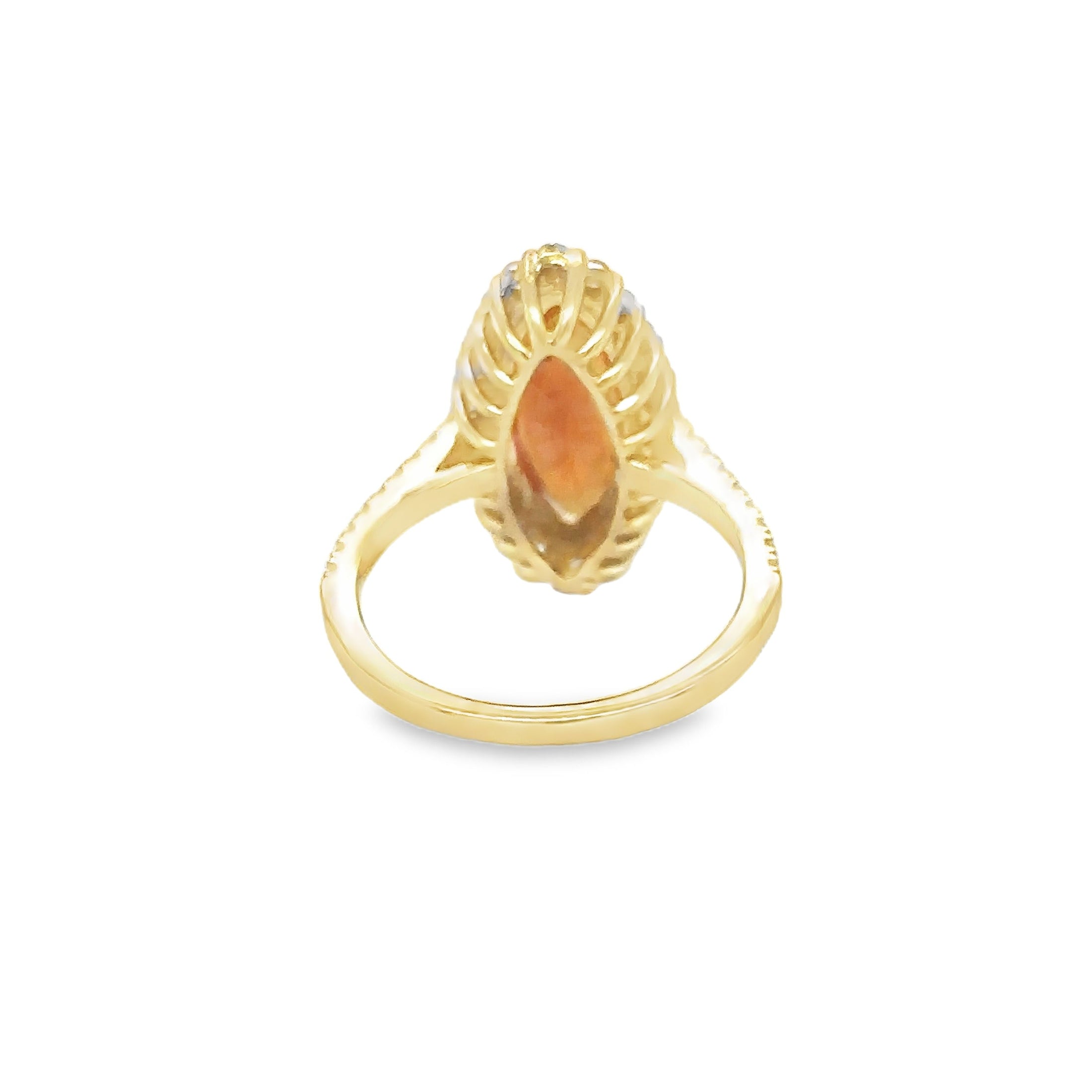 Orange Sapphire and Diamond Ring in 14K Yellow Gold, 4.23 TCW