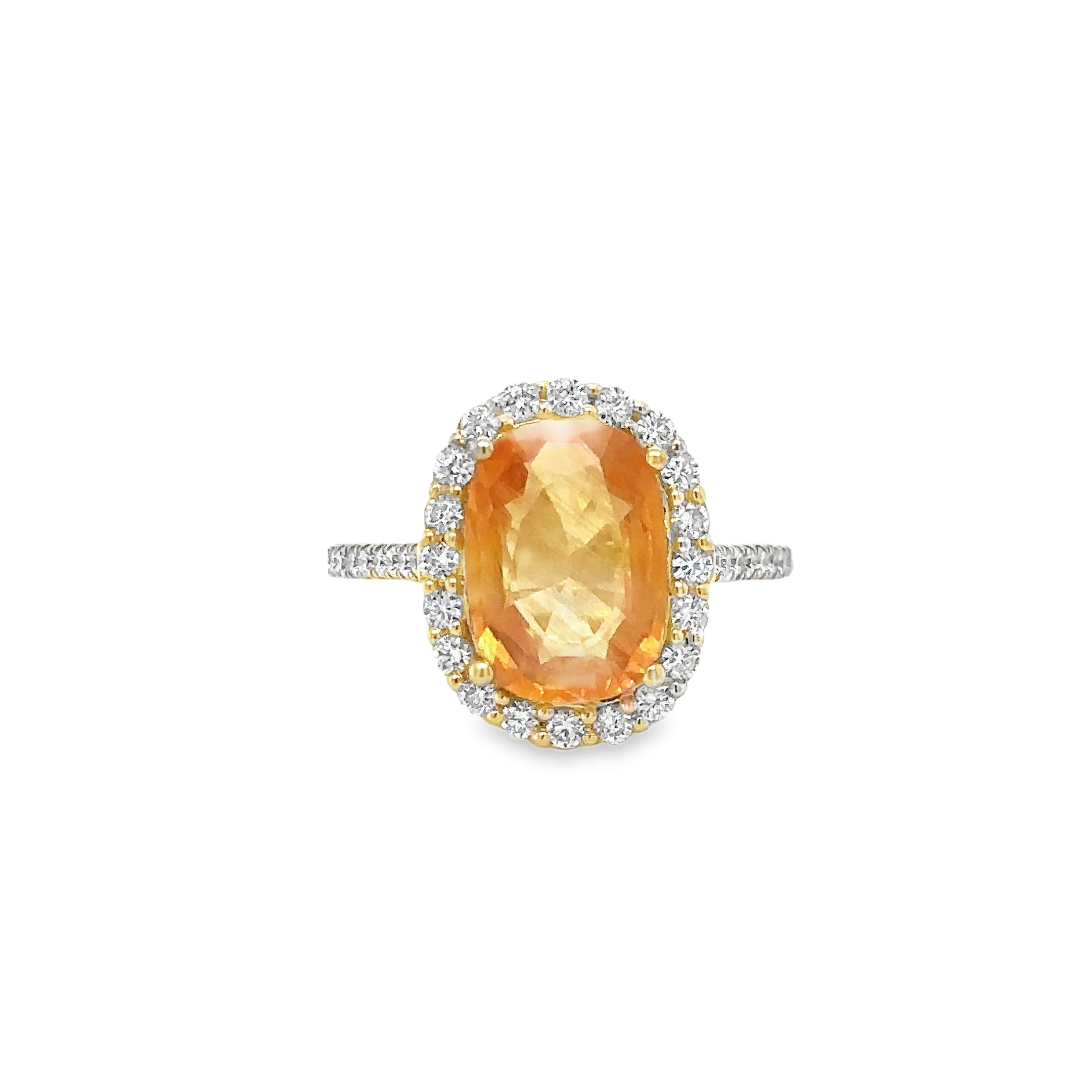 Anillo De Diamantes Y Zafiro Amarillo En Oro Amarillo De 14K, 4,53 Tcw