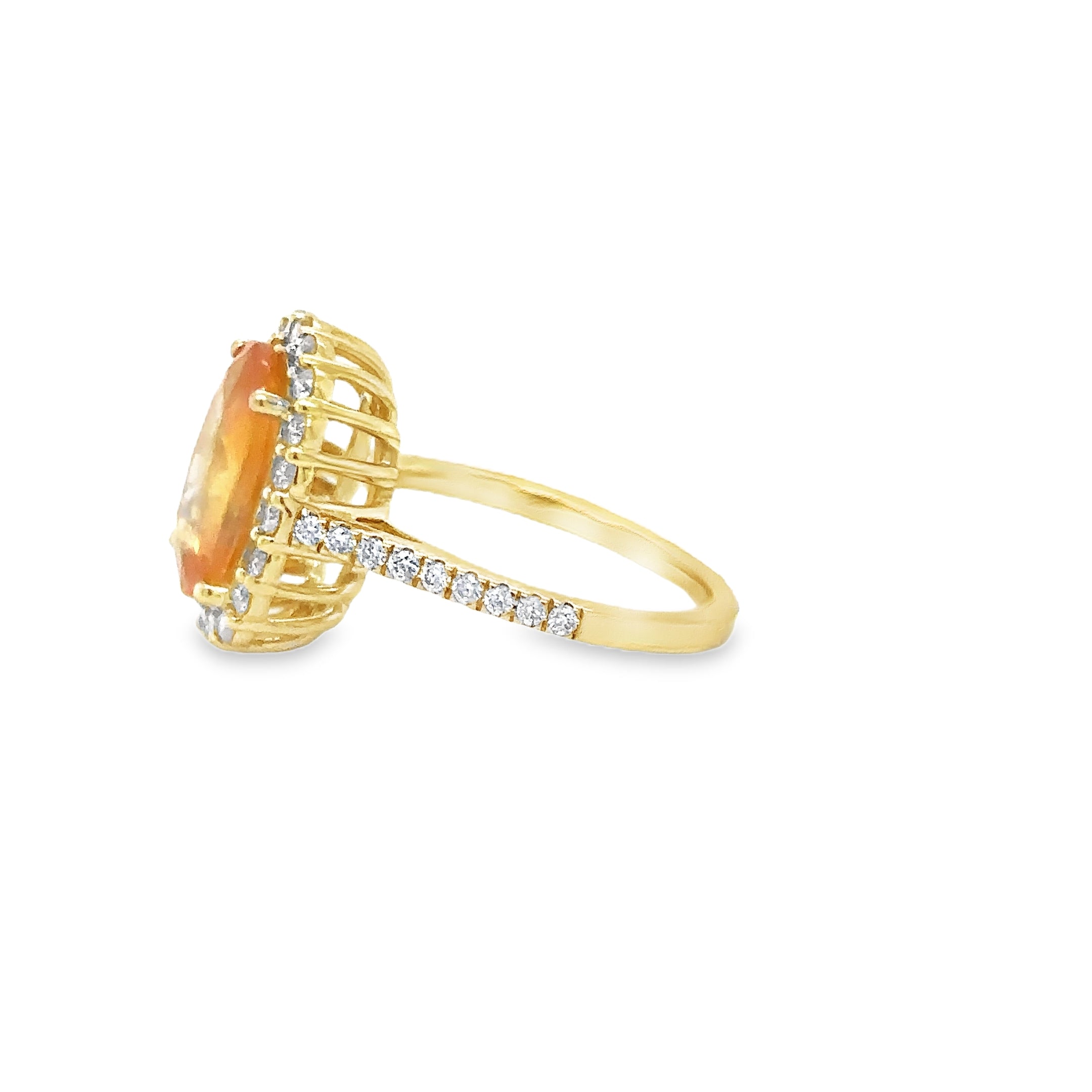 Anillo De Diamantes Y Zafiro Amarillo En Oro Amarillo De 14K, 4,53 Tcw