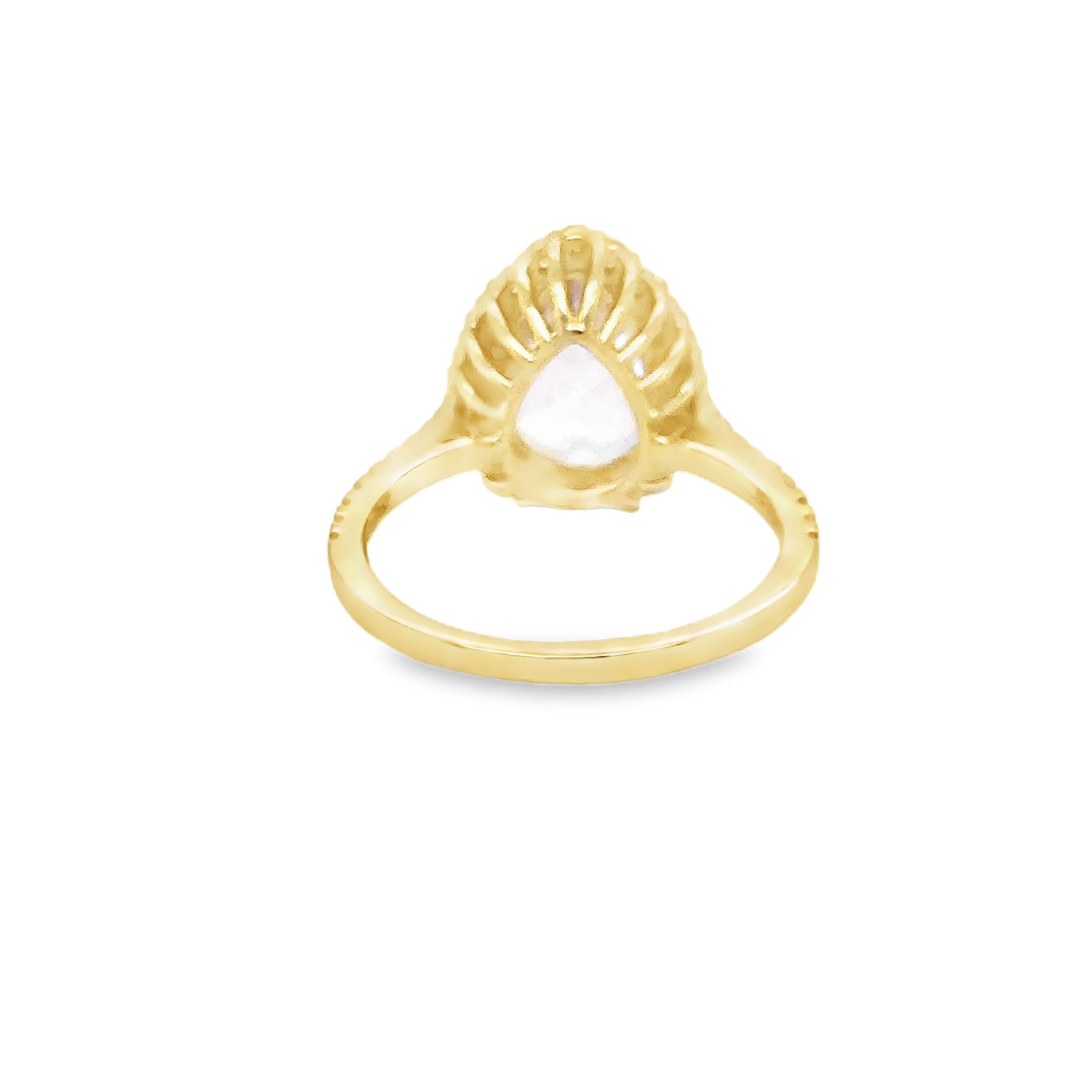 Anillo Kunzita Y Diamantes En Oro Amarillo De 14Kt, 5.72 CT