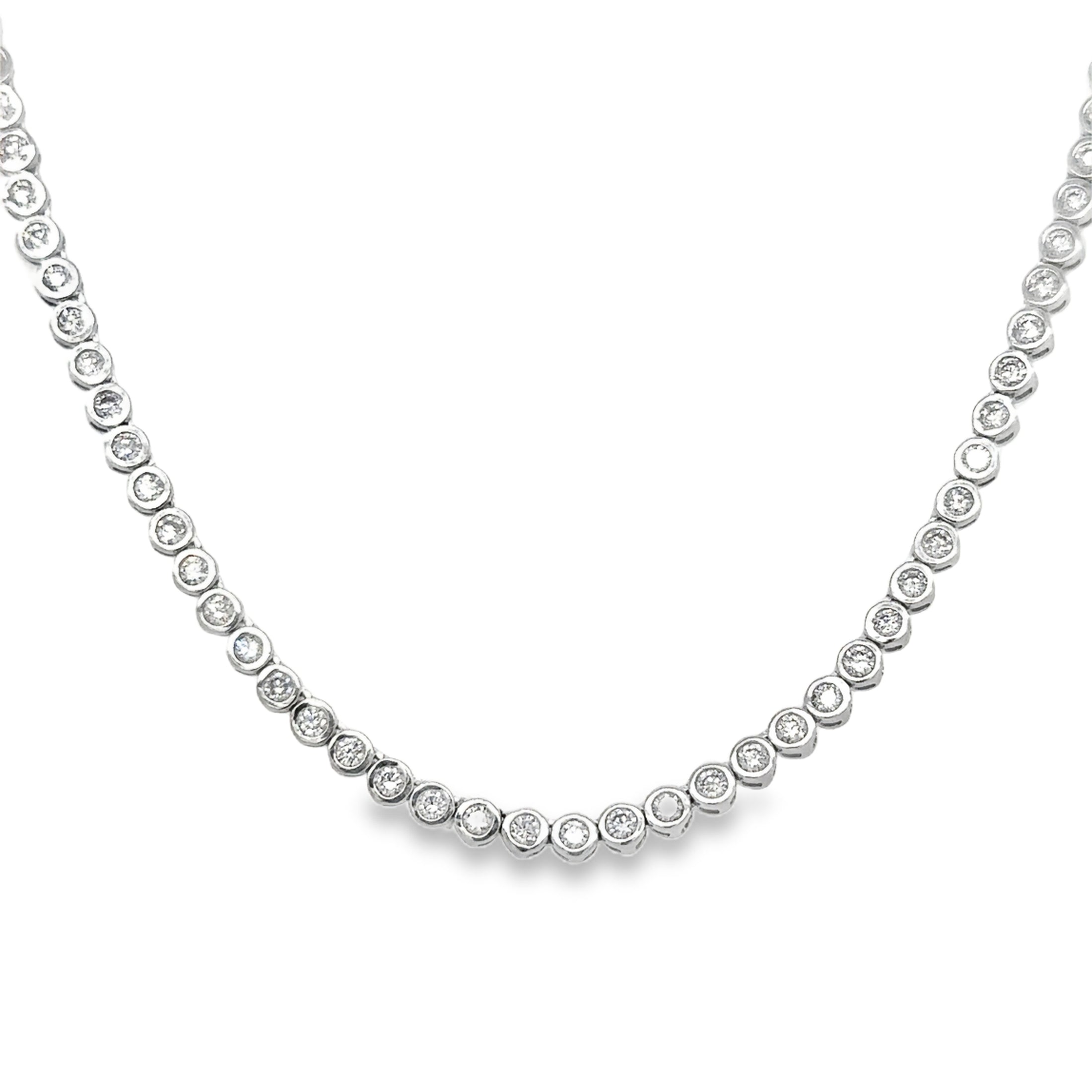 Collar Tennis de Diamante 3CT. En Oro Blanco de 14K