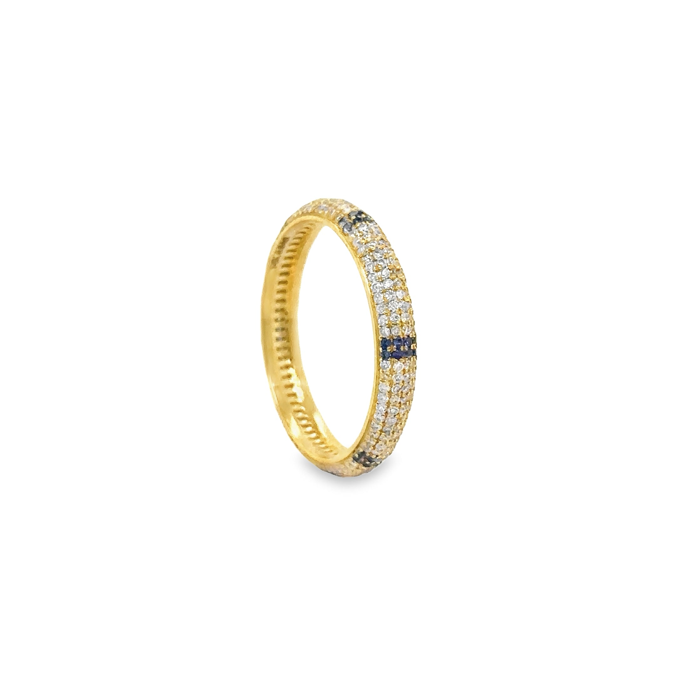 Anillo De Zafiro Y Diamantes En Oro Amarillo De 14Kt, 0.82 CT