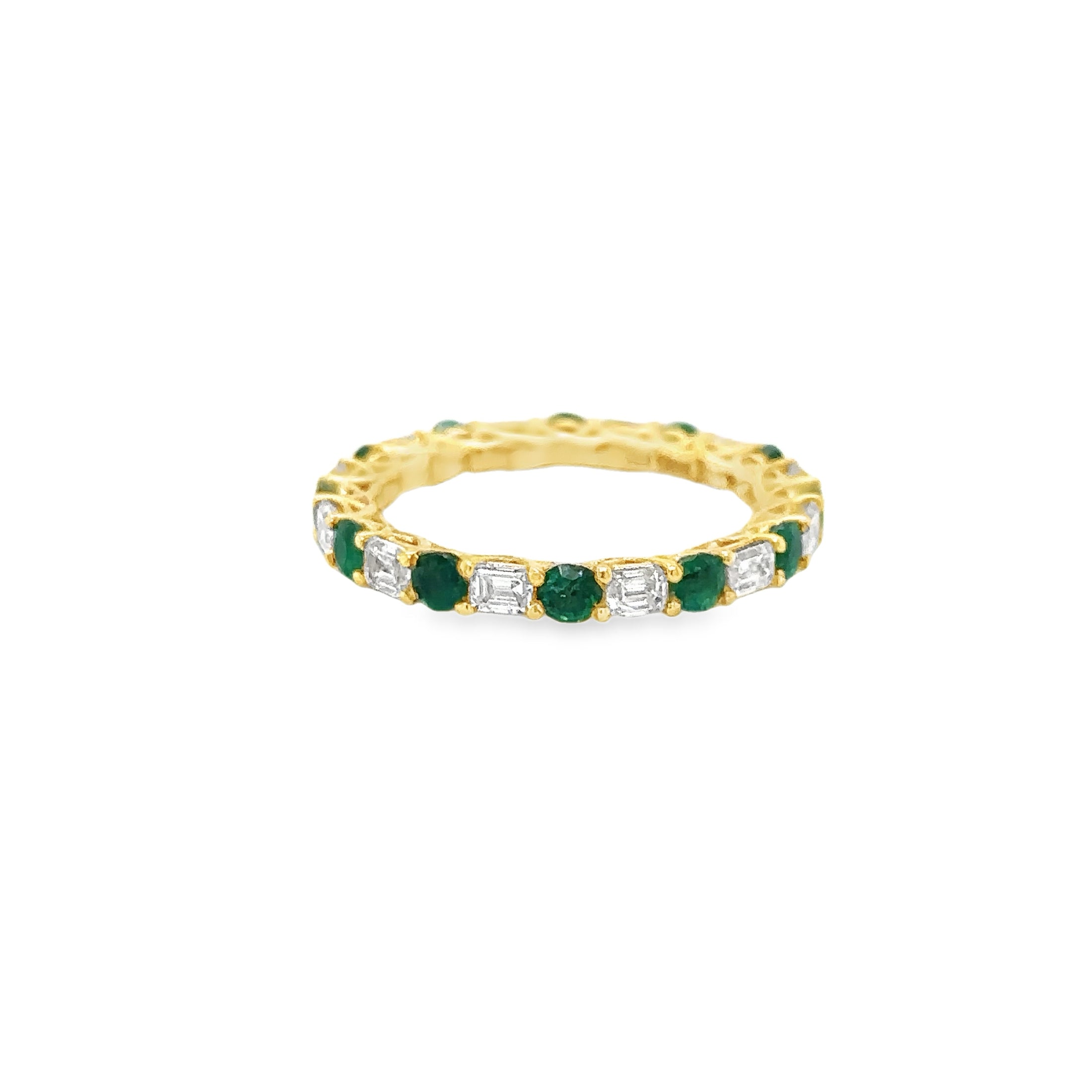 Anillo De Oro Amarillo De 18K Con Diamantes De Talla Esmeralda Y Esmeralda, 2,06 Tcw