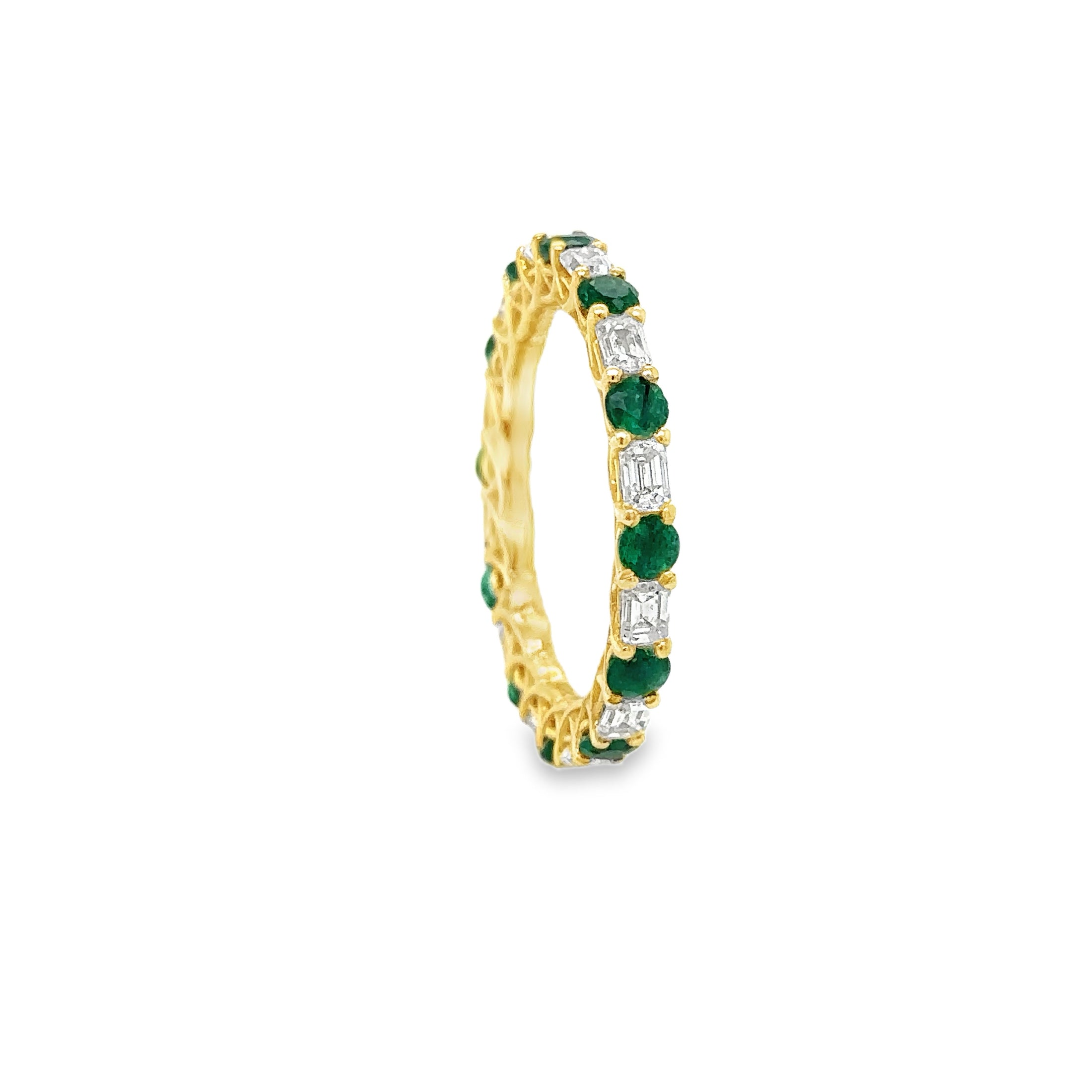 Anillo De Oro Amarillo De 18K Con Diamantes De Talla Esmeralda Y Esmeralda, 2,06 Tcw