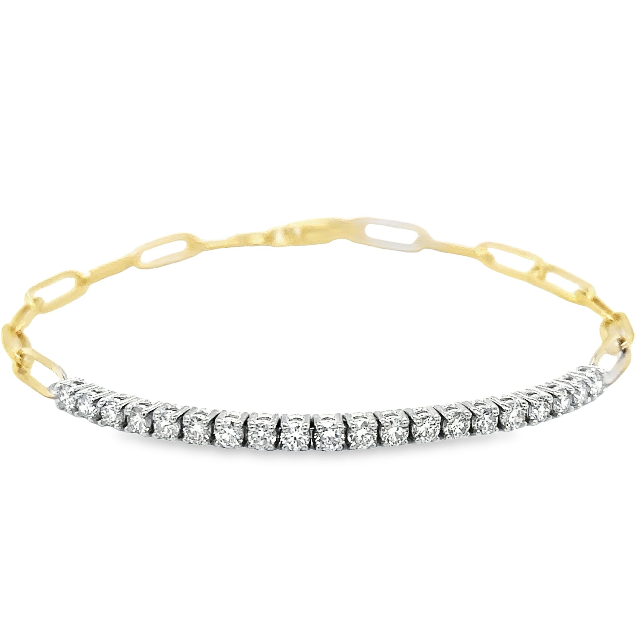 Pulsera De Tenis De Diamantes De Dos Tonos De 14Kt Con Clip De Papel De 7", 0.76 CT