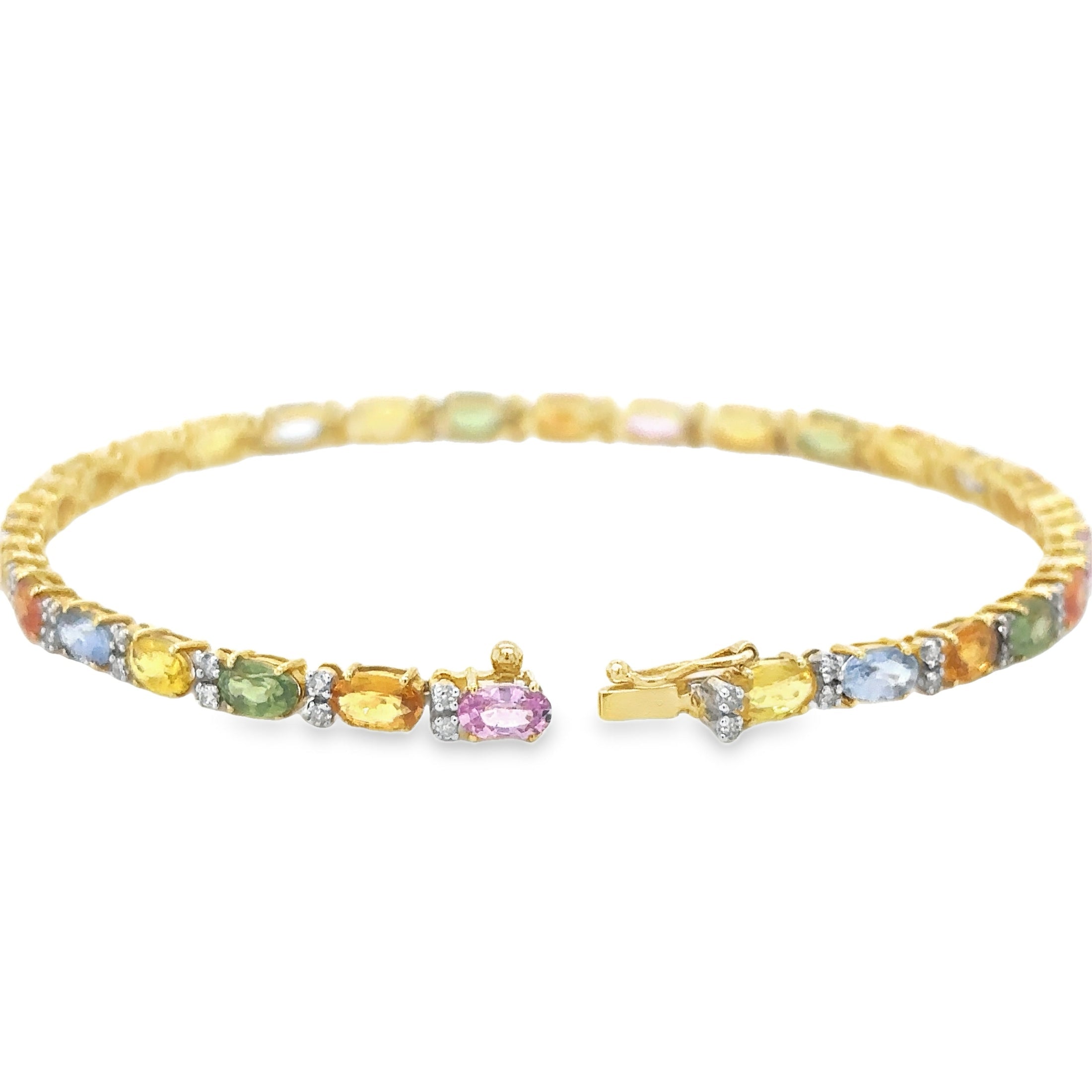 Brazalete De Diamantes Y Zafiros Múltiples En Oro Amarillo De 18K, 8,99 Tcw