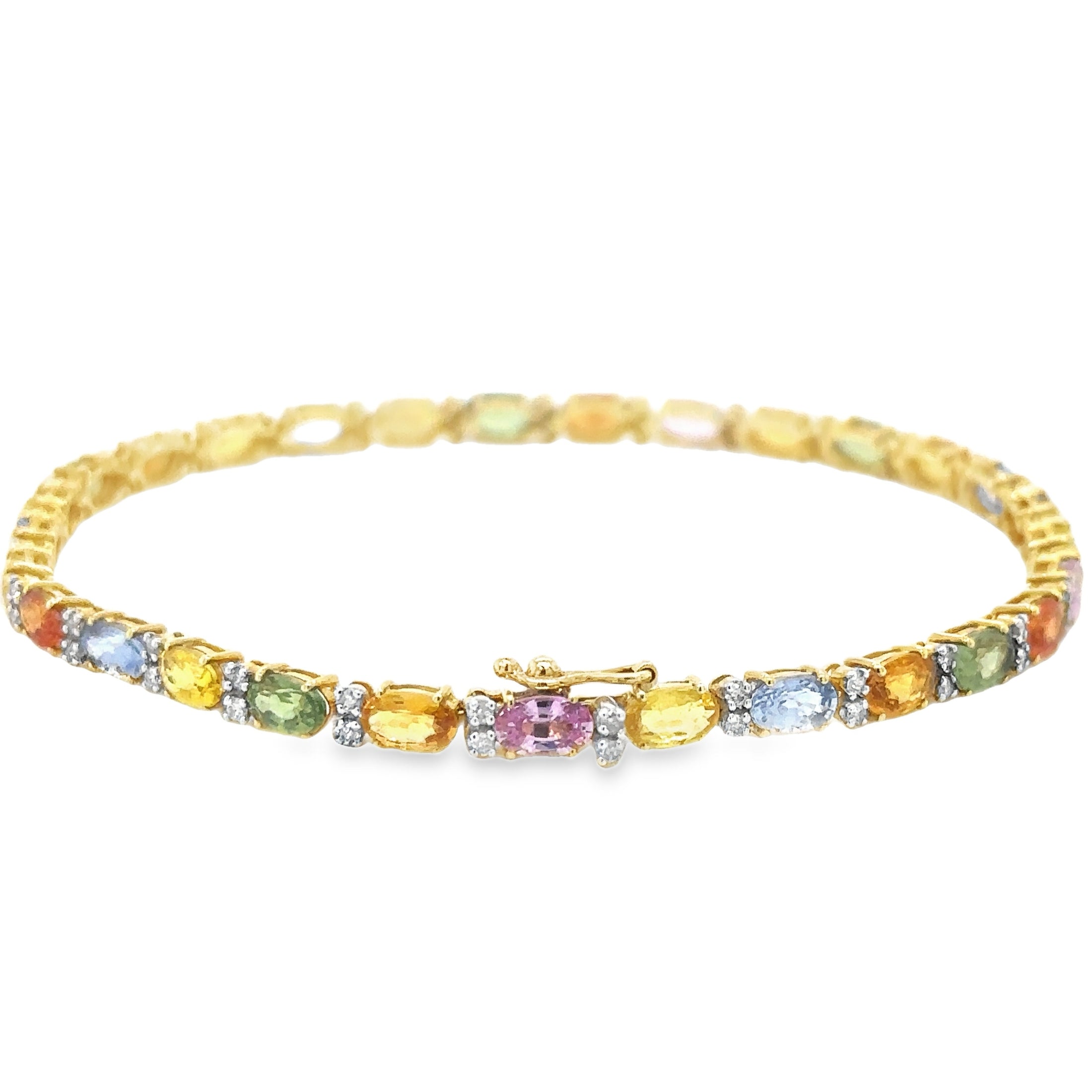 Brazalete De Diamantes Y Zafiros Múltiples En Oro Amarillo De 18K, 8,99 Tcw