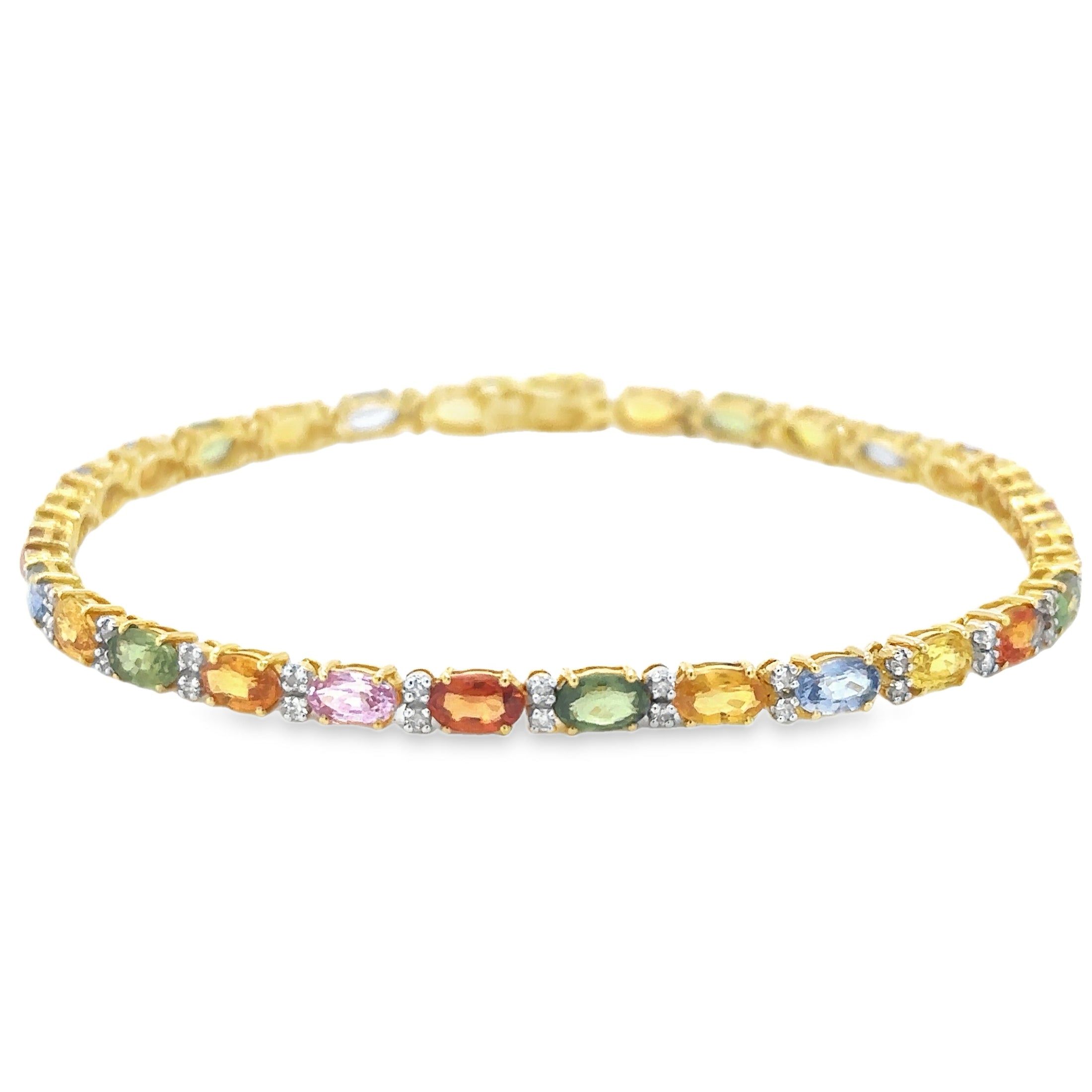 Brazalete De Diamantes Y Zafiros Múltiples En Oro Amarillo De 18K, 8,99 Tcw