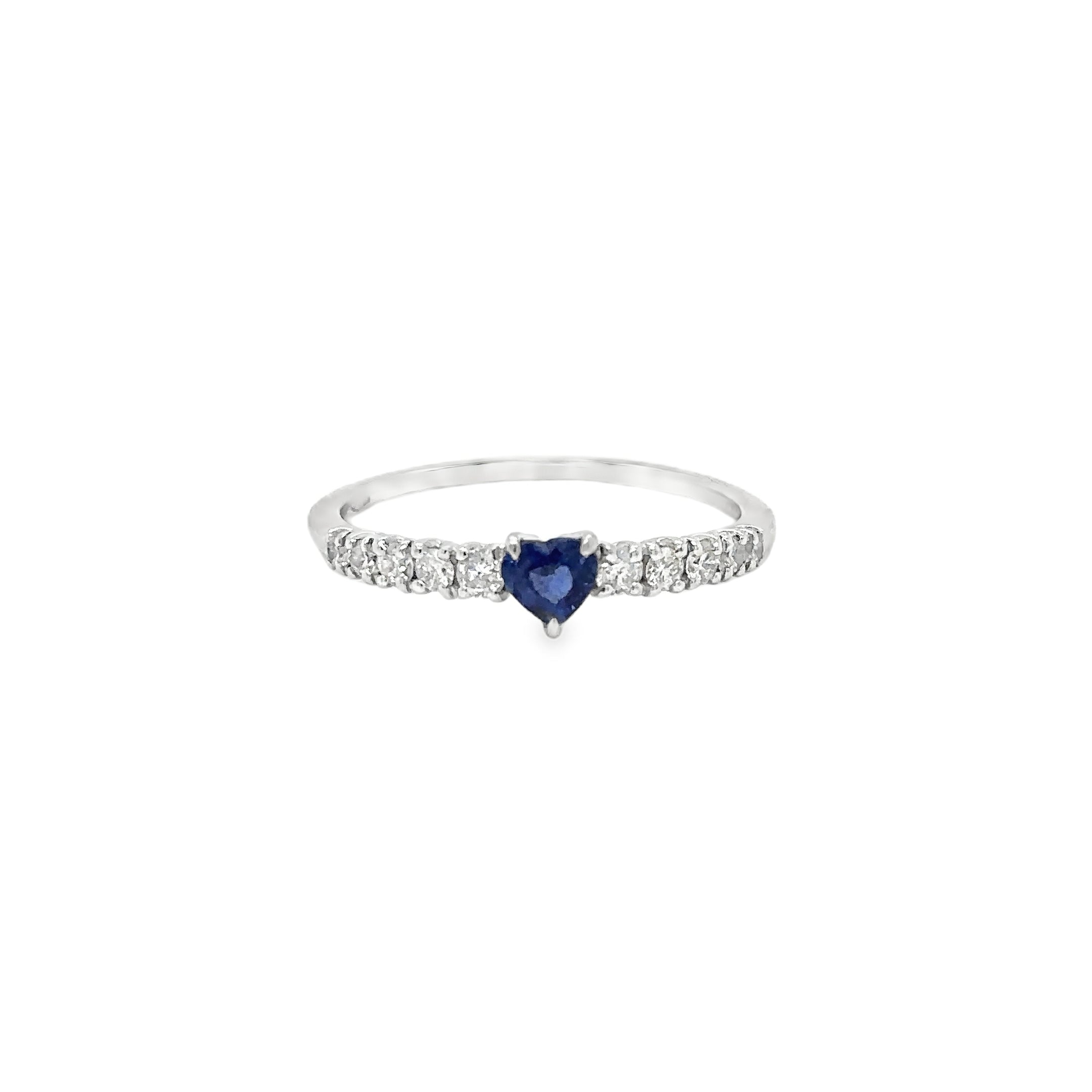 Anillo En Oro Blanco De 18 Kt Con Zafiro Azul Y Diamantes, 0.65 CT