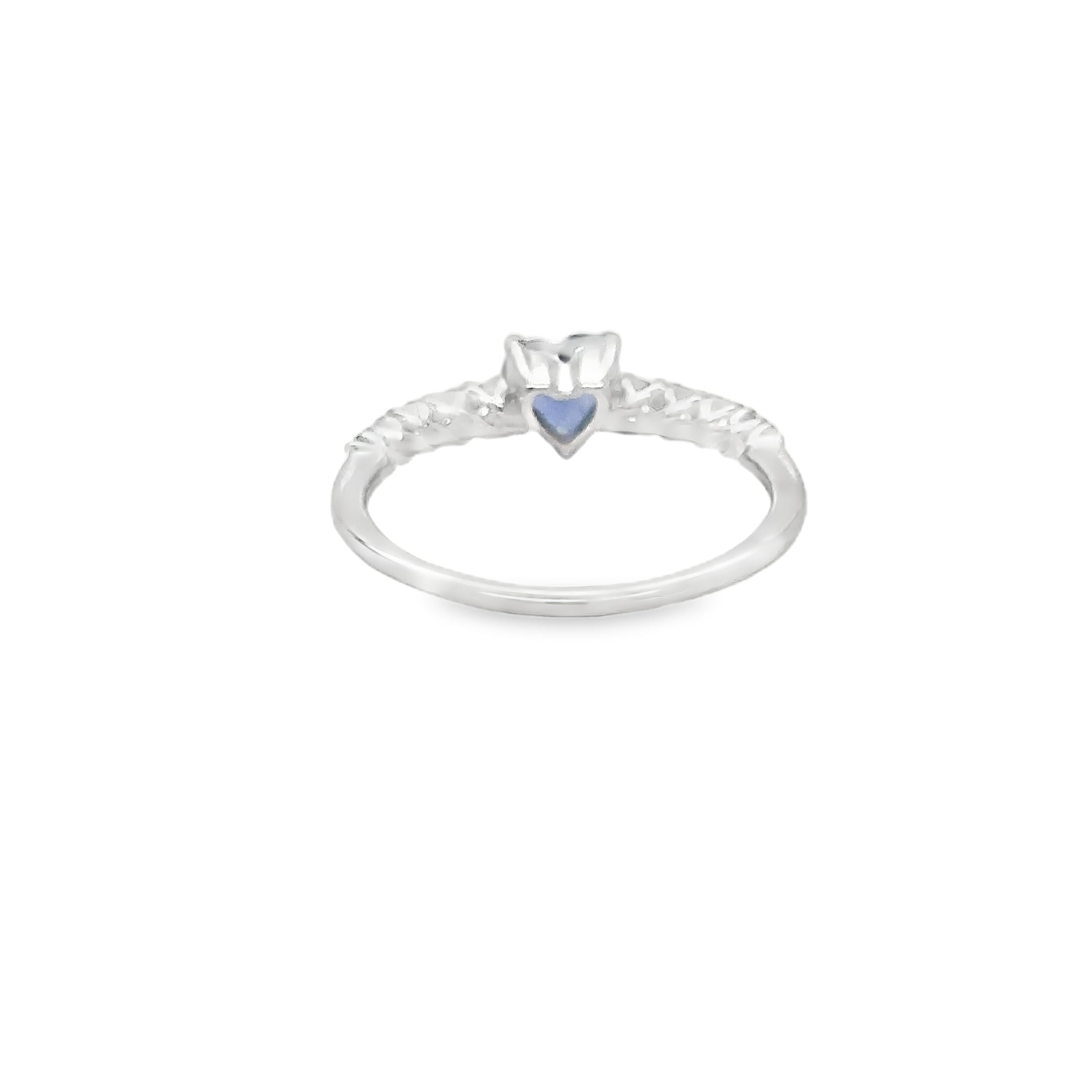 Anillo De Oro Blanco De 18 Kt Con Zafiro Azul En Forma De Corazón, 1.15 CT