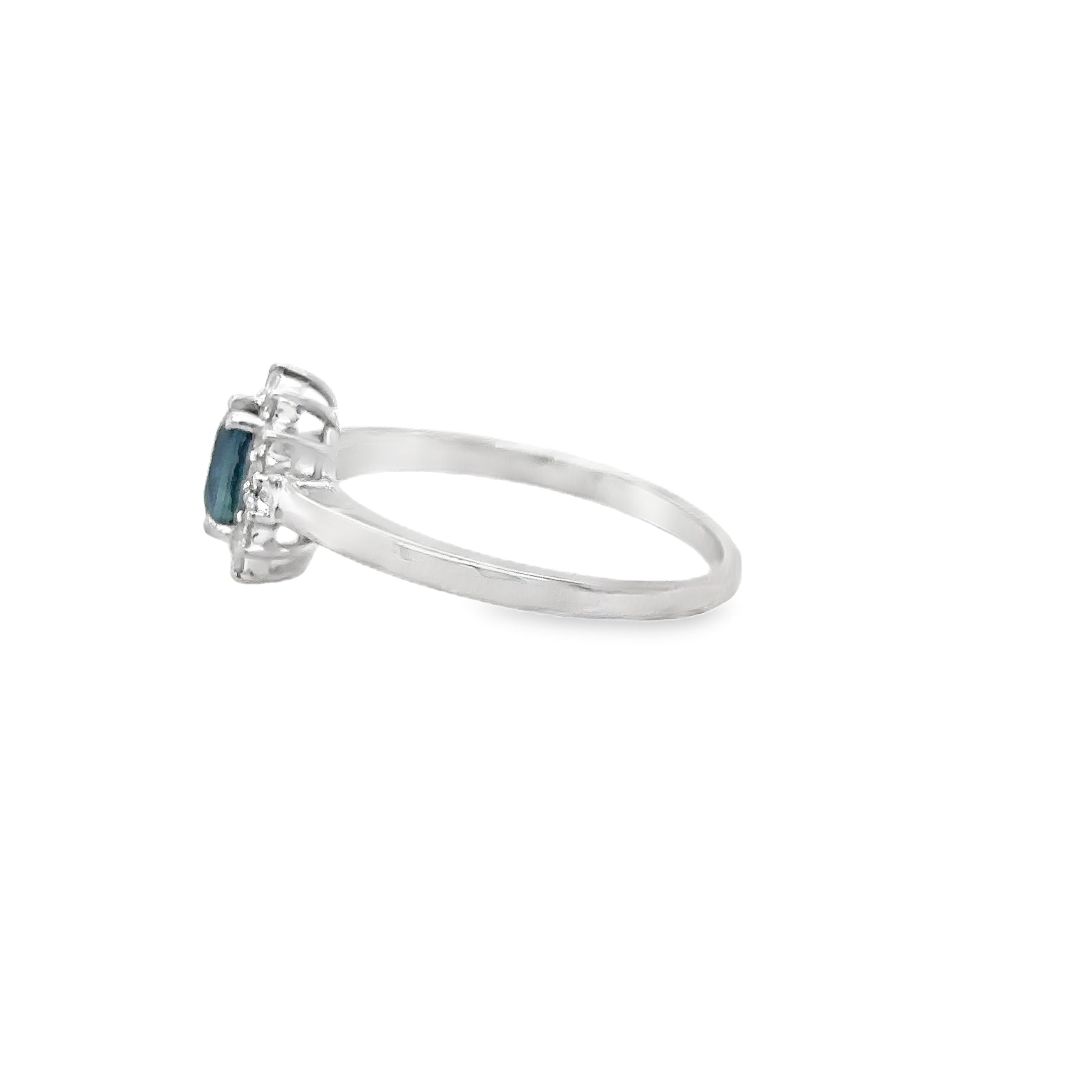 Anillo De Oro Blanco De 18 Kt Con Zafiros Y Diamantes, 0.95 CT