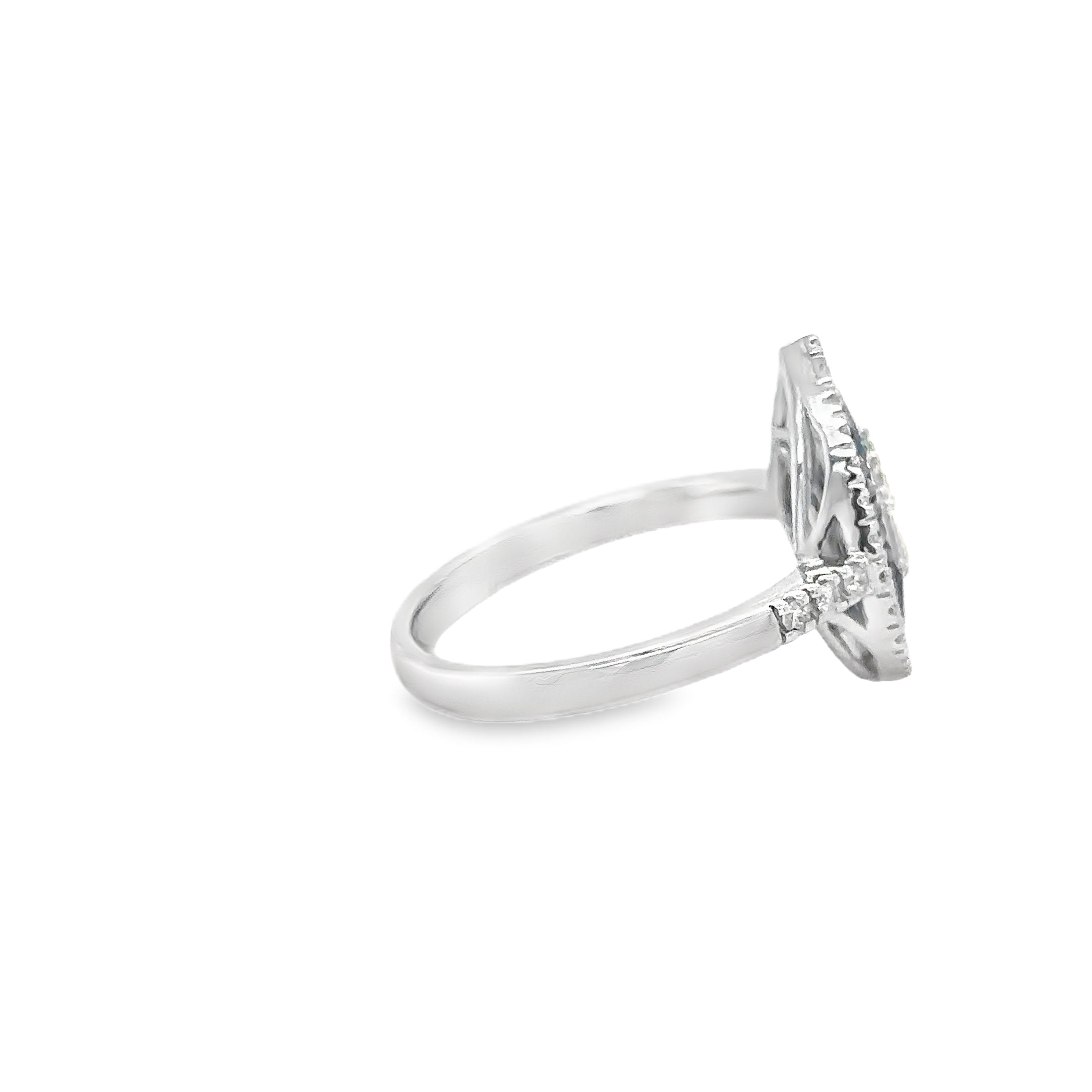 Anillo En Forma De Pera Con Diamantes Y Zafiros En Oro Blanco De 14K, 1,24 Tcw