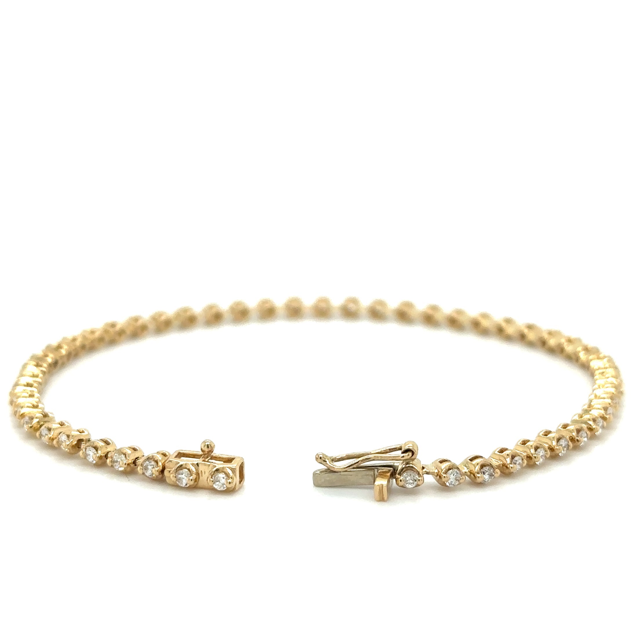 Pulsera Tennis de Diamante 1.09 CT. en Oro Amarillo de 14K