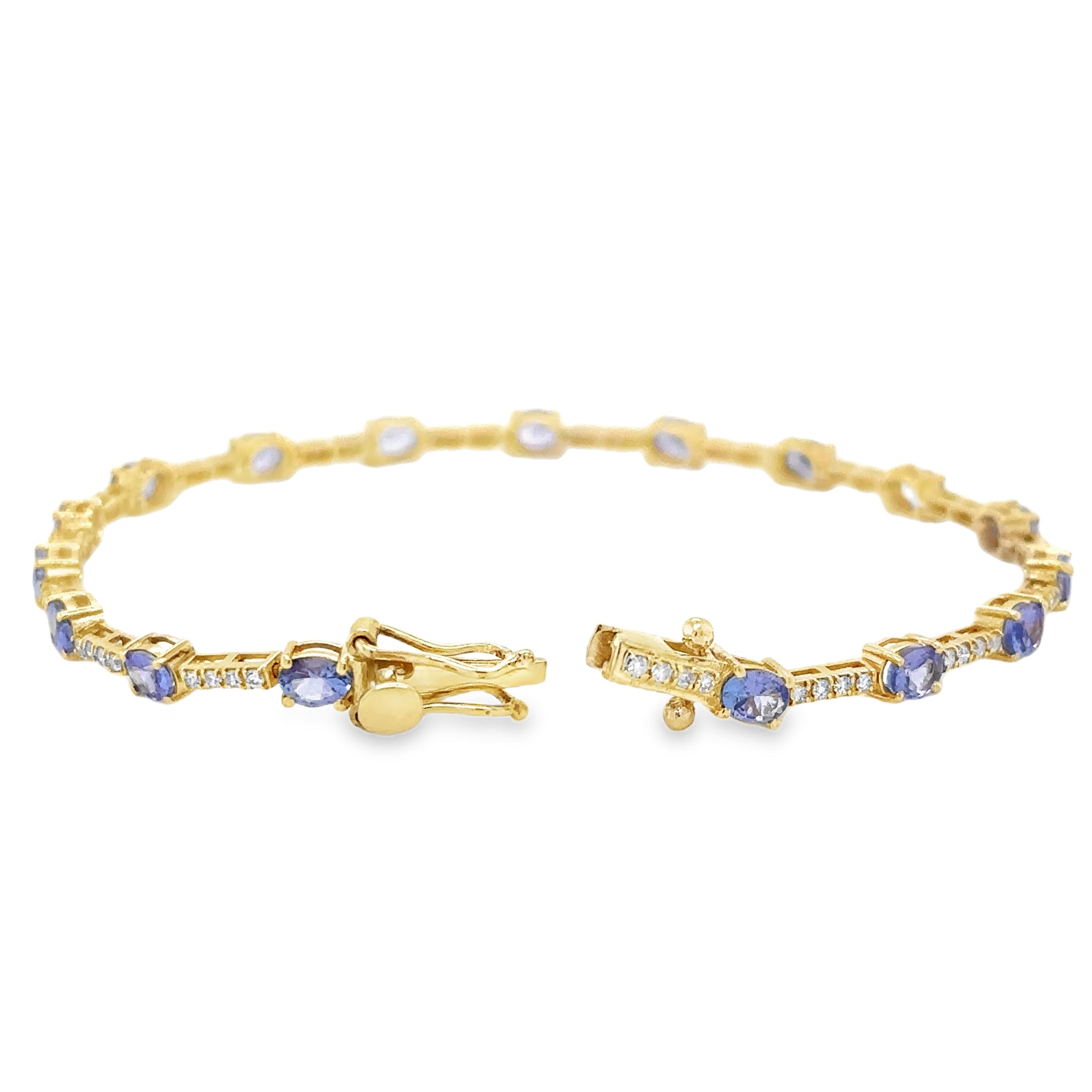 14K Yellow Gold Tanzanite and Diamond Bracelet, 3.27 TCW