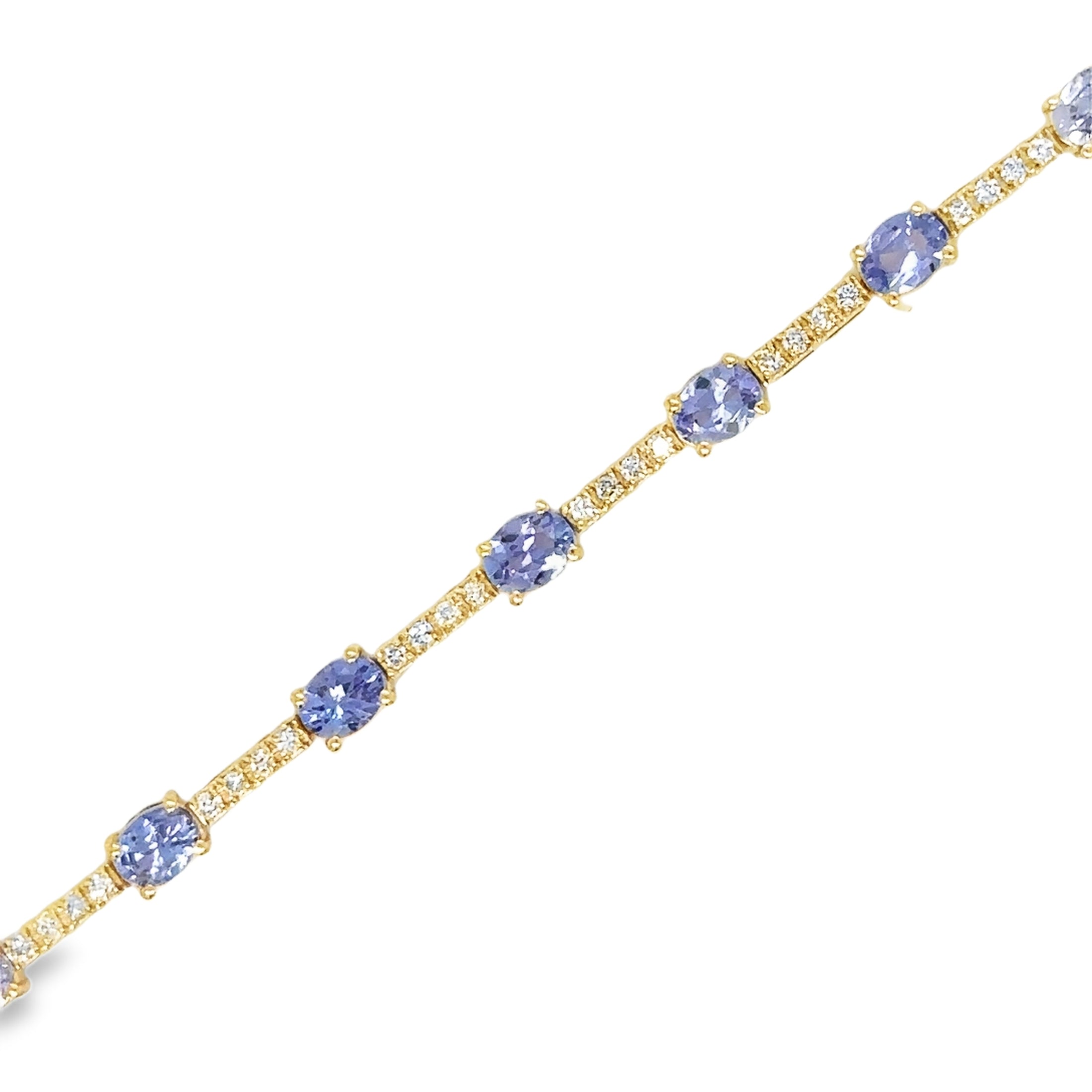 14K Yellow Gold Tanzanite and Diamond Bracelet, 3.27 TCW