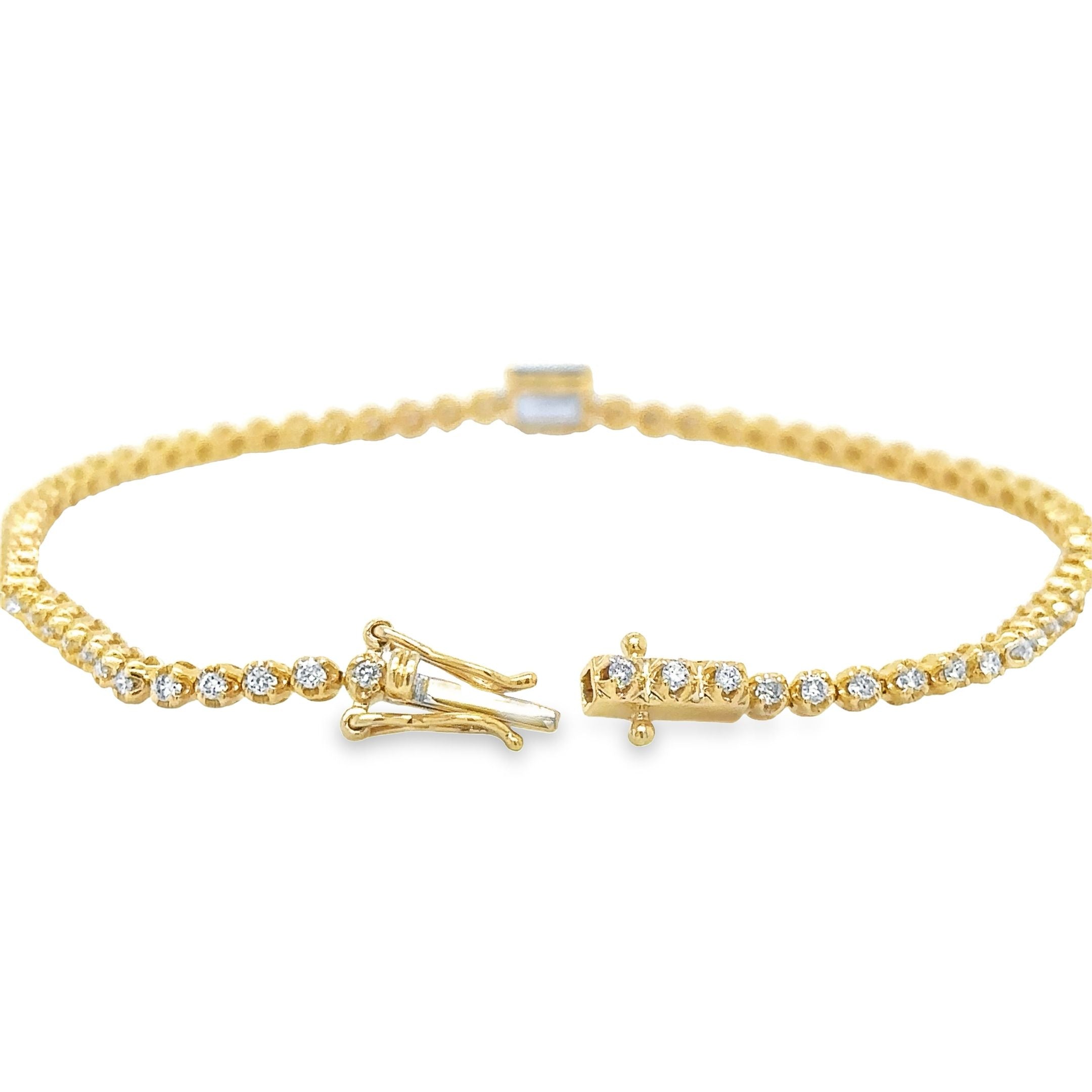 Brazalete De Tenis De Diamantes Y Zafiro En Oro Amarillo De 14K, 1,36 Tcw