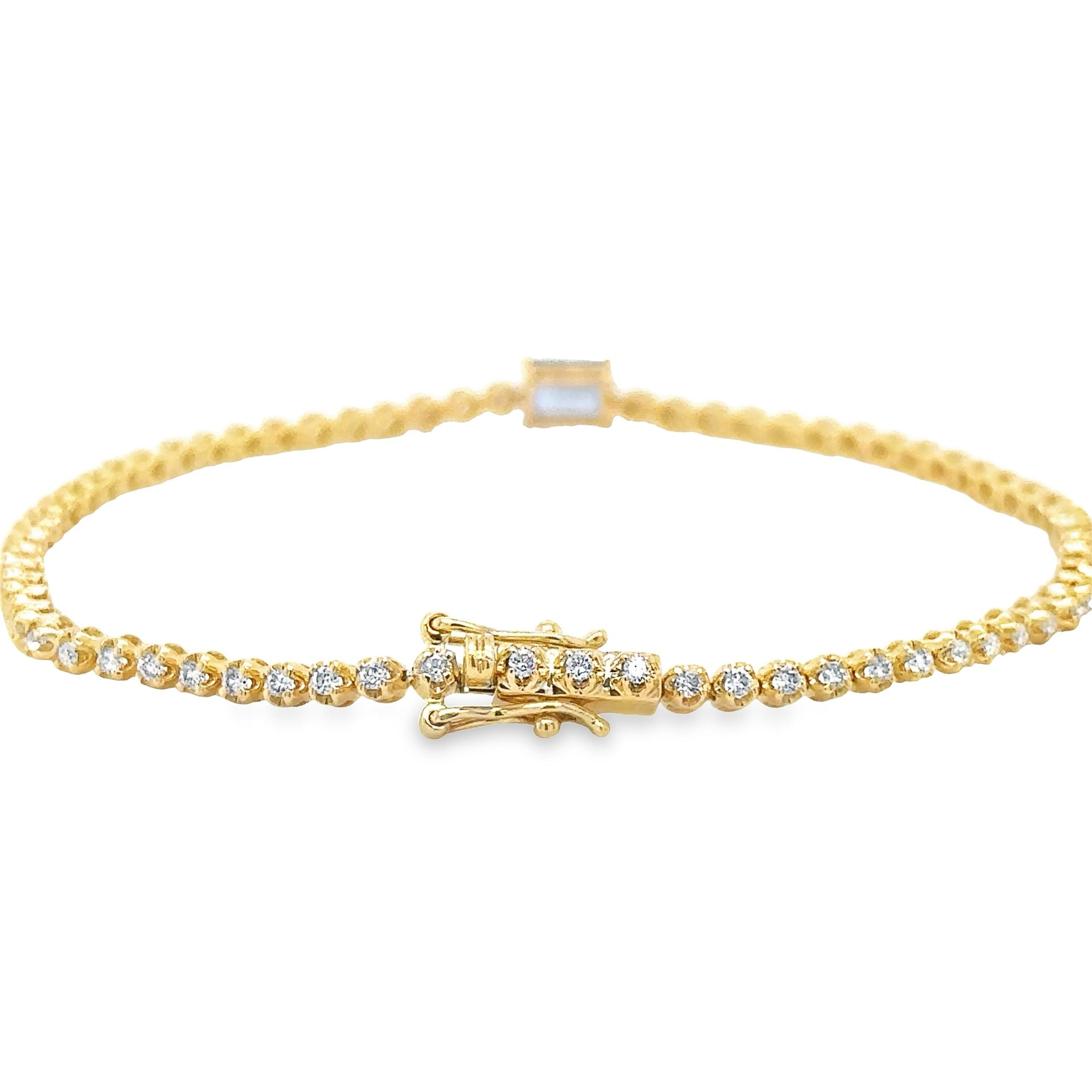 Brazalete De Tenis De Diamantes Y Zafiro En Oro Amarillo De 14K, 1,36 Tcw