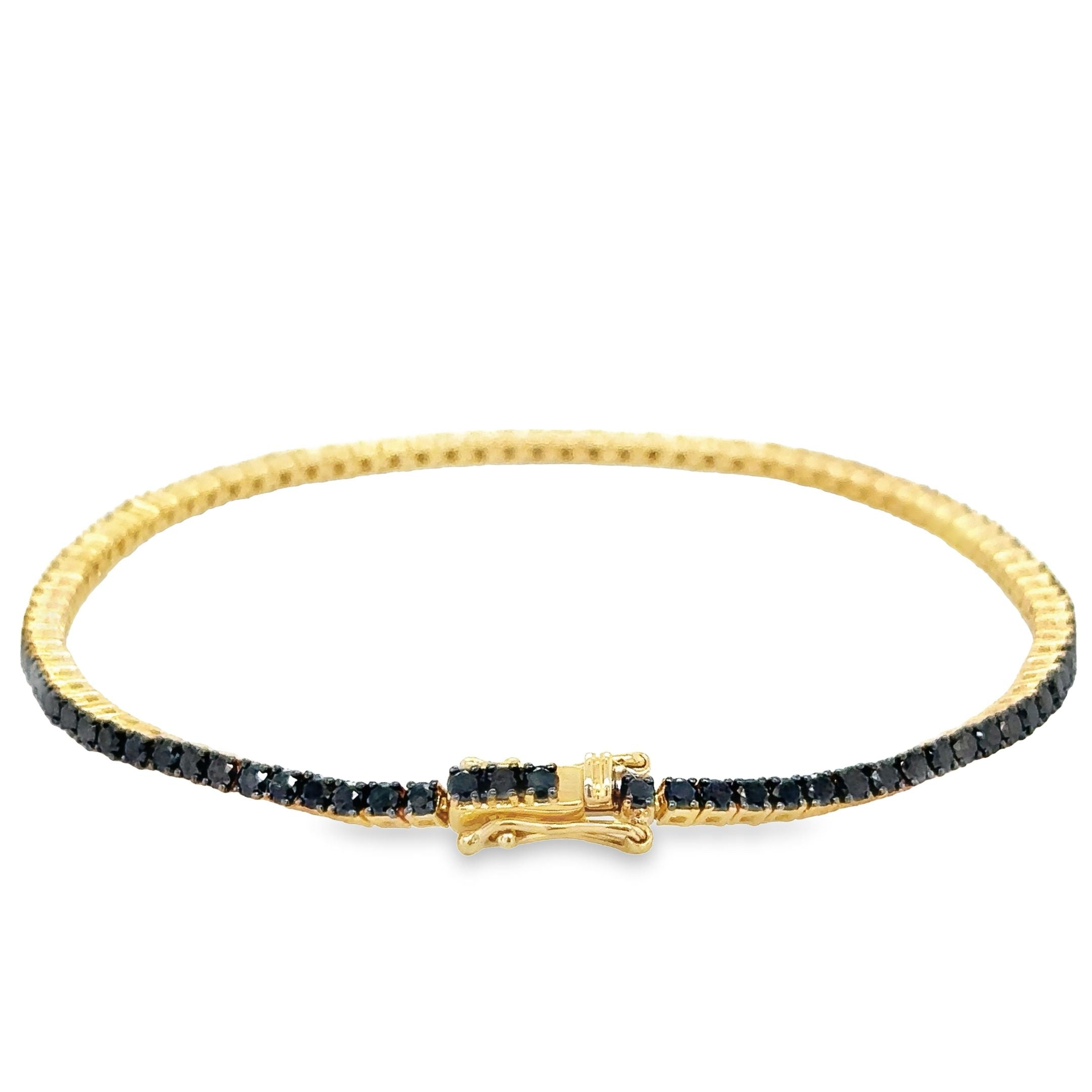 Brazalete De Tenis Con Diamantes Negros En Oro Amarillo De 14K, 2,58 Tcw