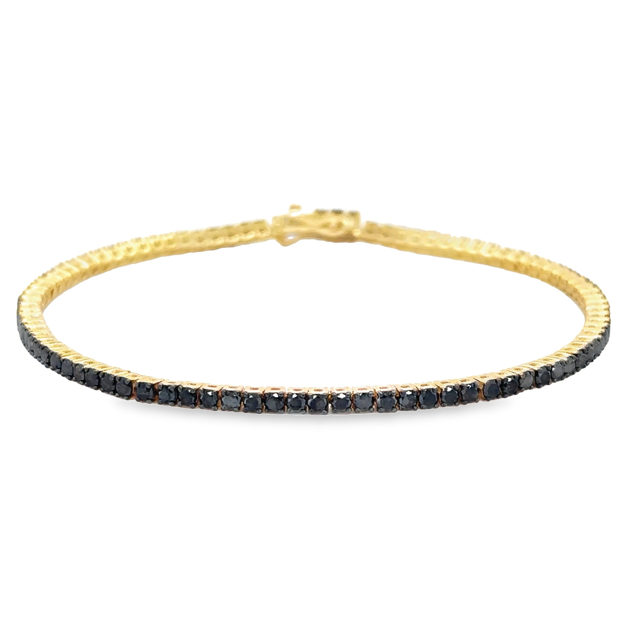 Brazalete De Tenis Con Diamantes Negros En Oro Amarillo De 14K, 2,58 Tcw