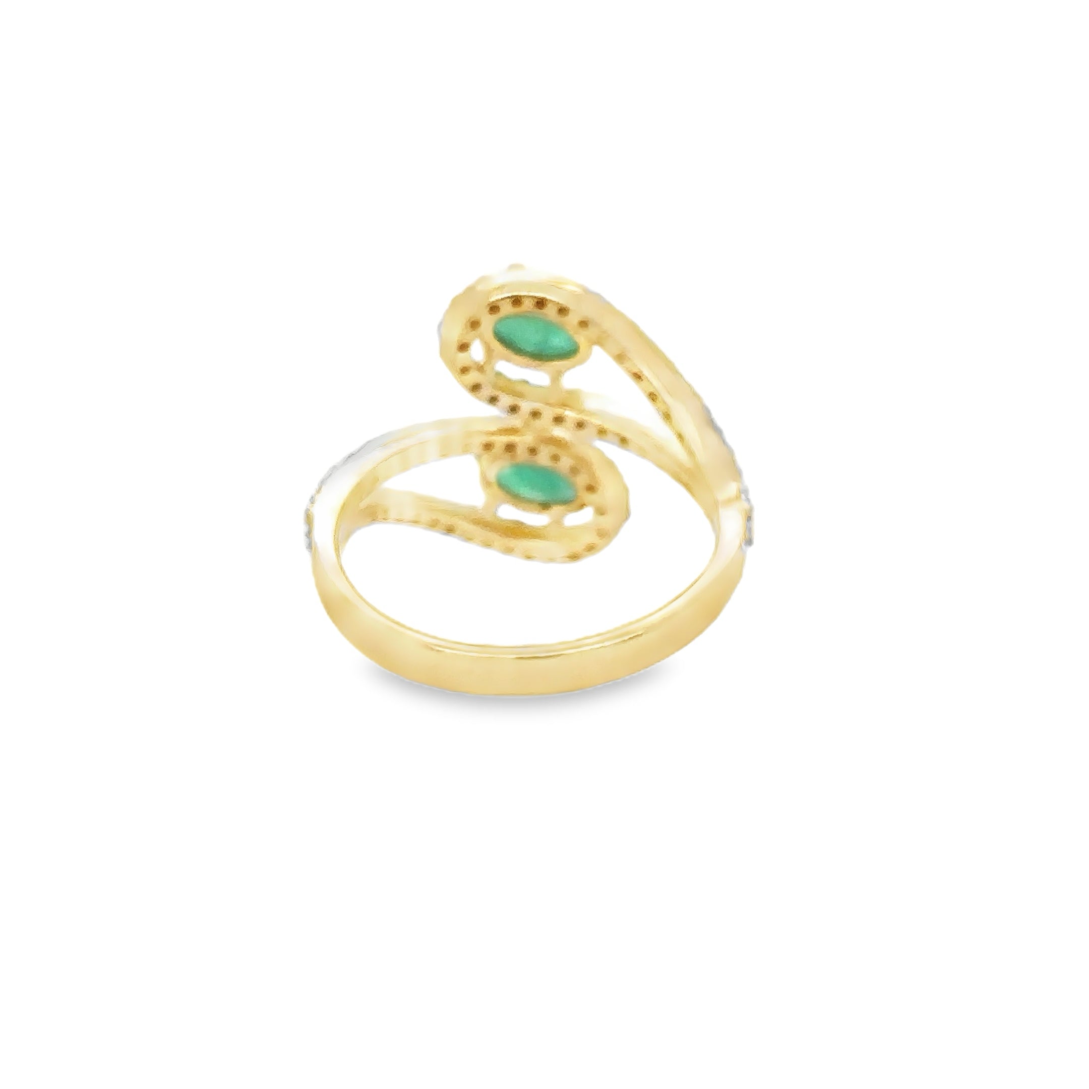 Anillo De Oro Amarillo De 14Kt Con Esmeralda Y Diamantes, 1.32 CT