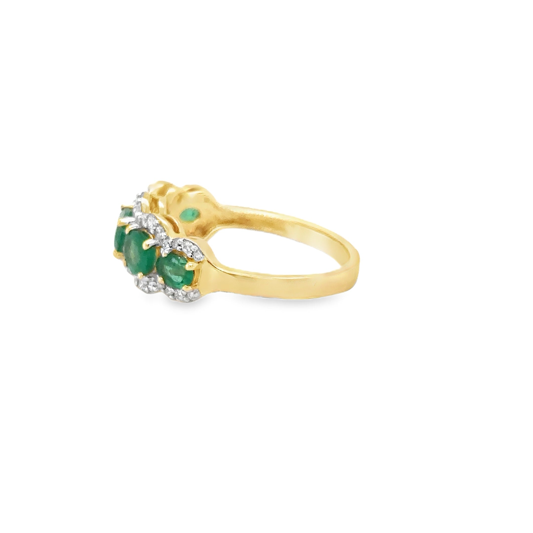 Anillo De Oro Amarillo De 14Kt Con Esmeralda Y Diamantes, 1.73 CT